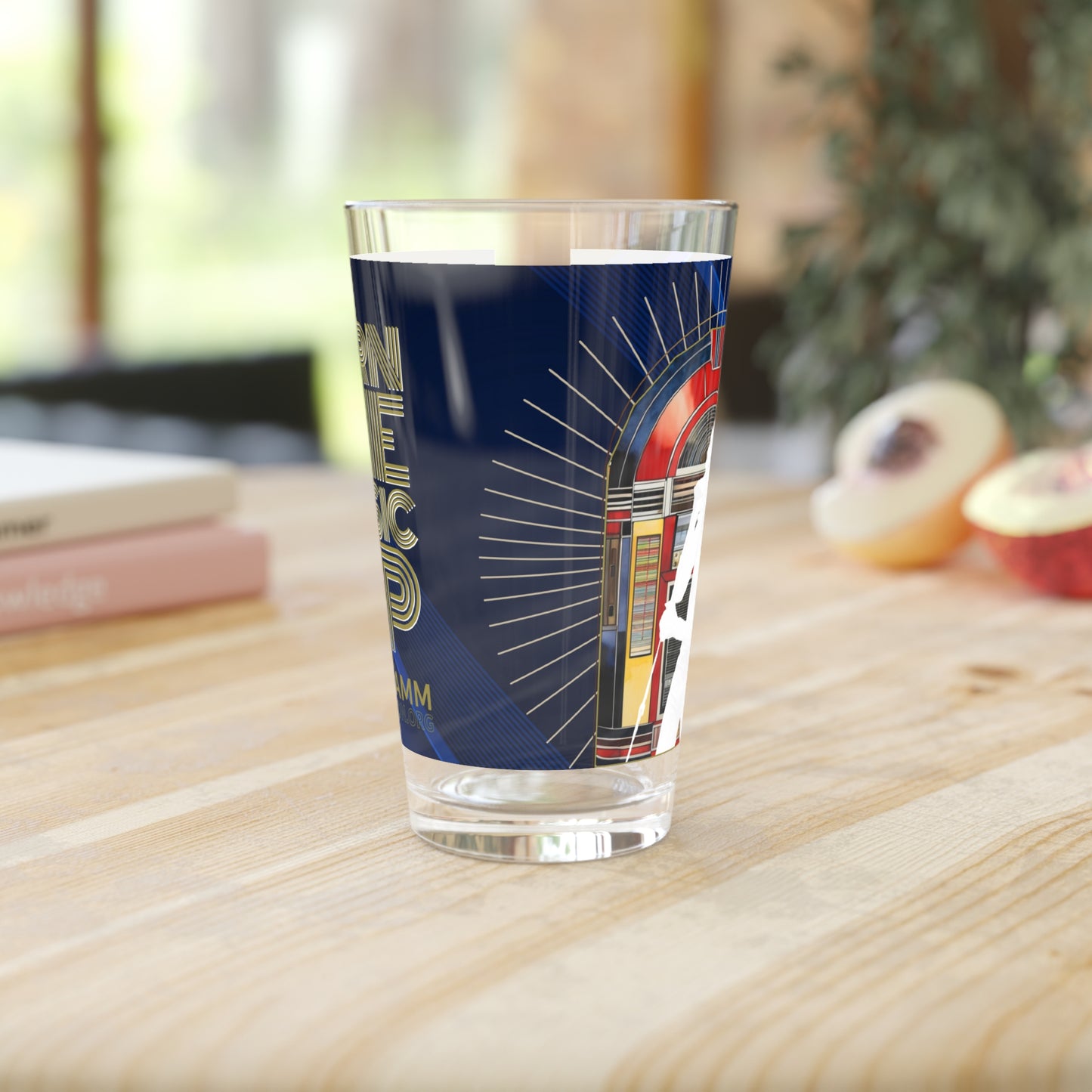 Turn The Music Up 16oz Pint Glass - Blue