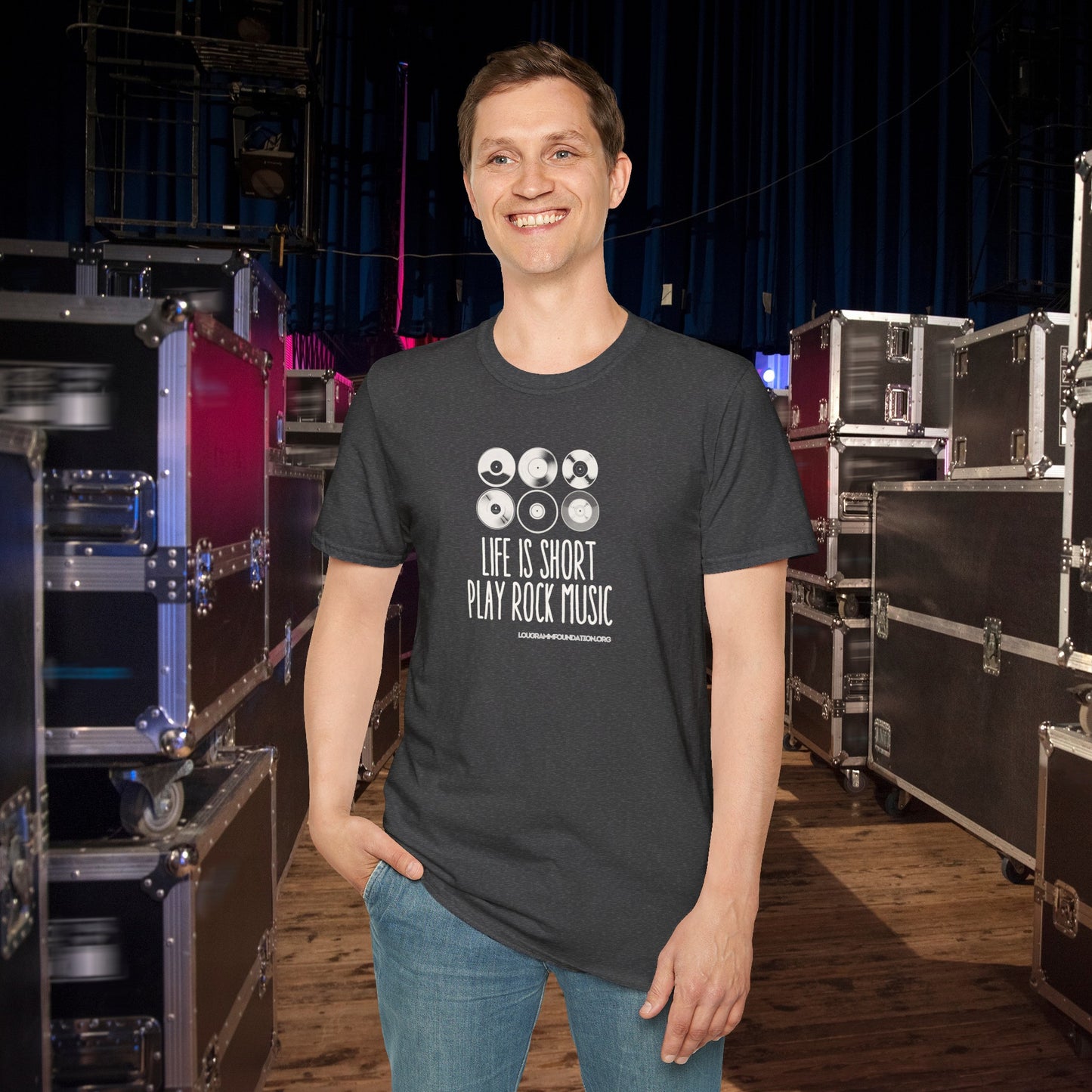 Life is Short Play Rock Music Unisex Softstyle T-Shirt