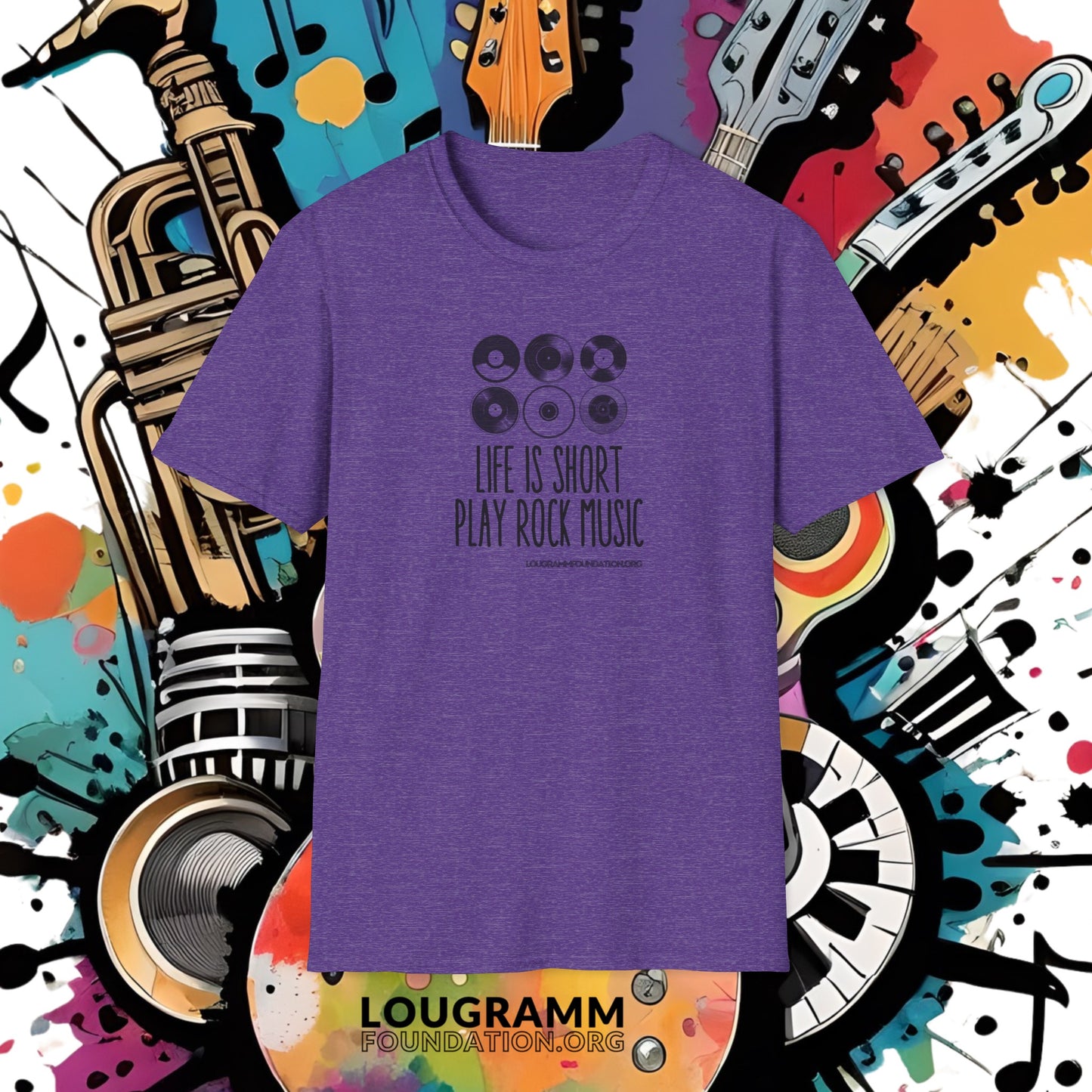 Life is Short Play Rock Music Unisex Softstyle T-Shirt