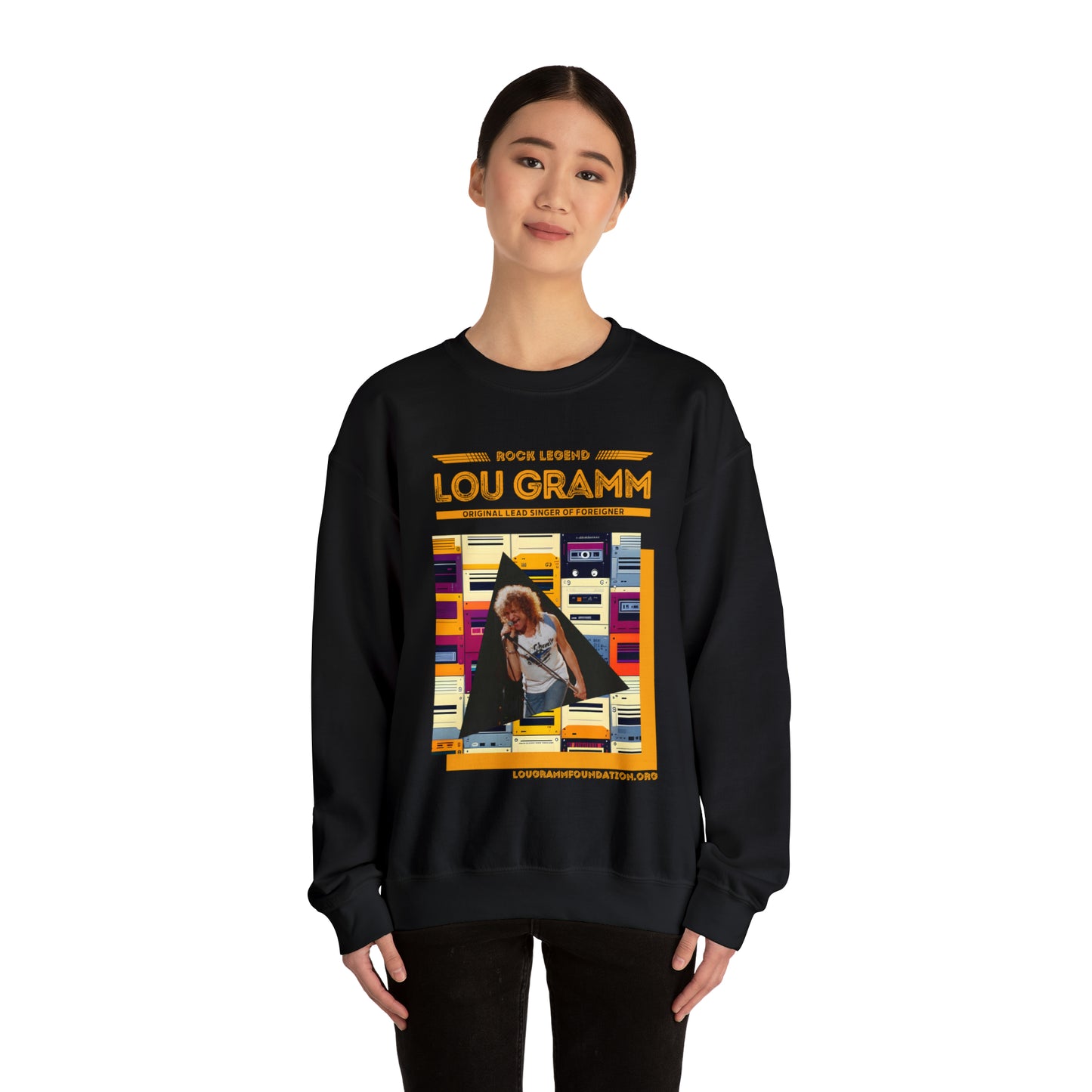 Rock Legend Lou Gramm Orange Logo - Unisex Heavy Blend™ Crewneck Sweatshirt