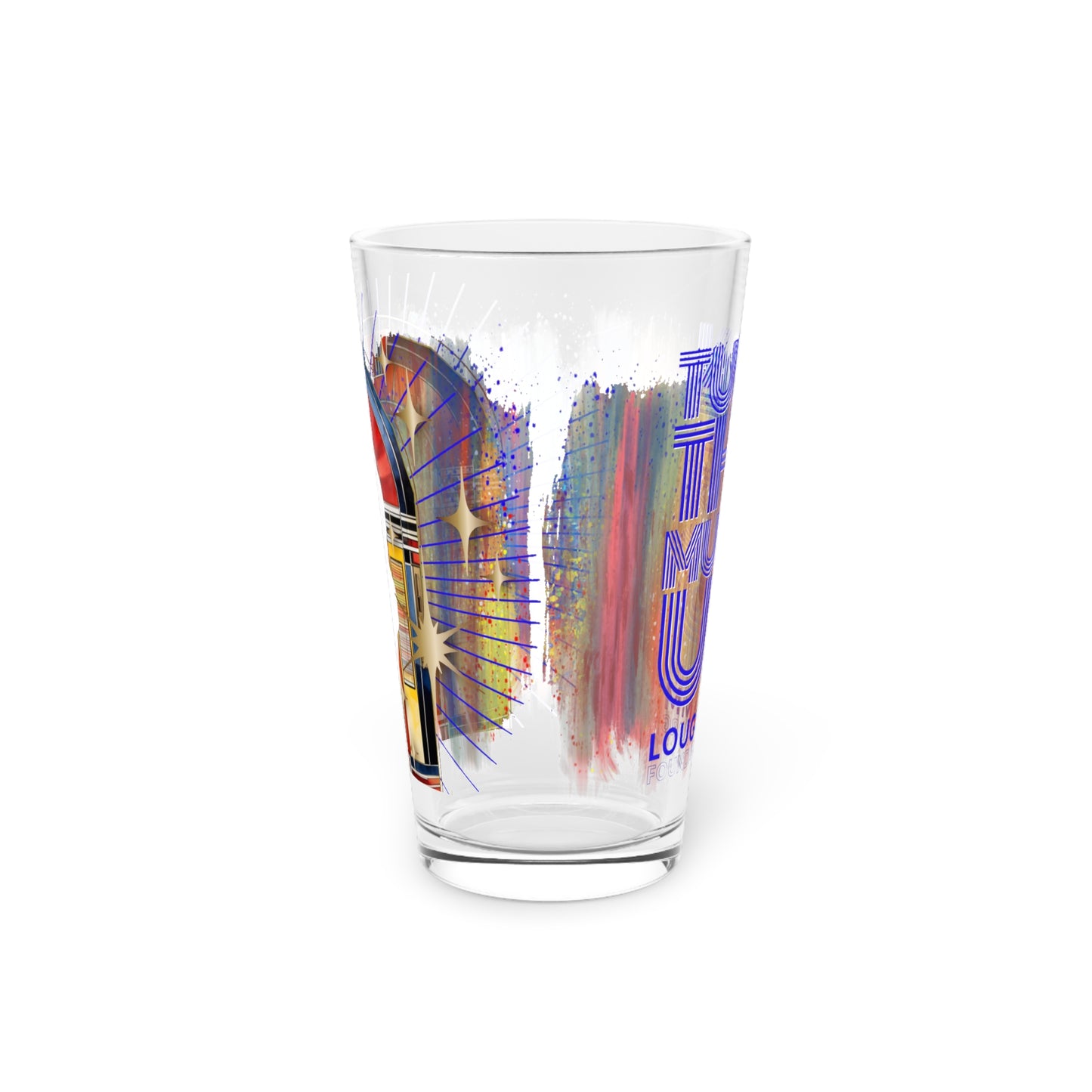 Turn The Music Up multicolor Pint Glass, 16oz
