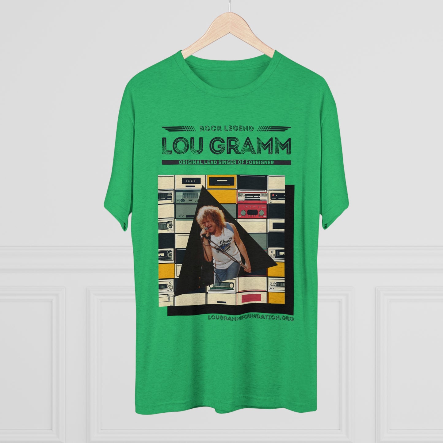 Rock legend Lou Gramm Unisex Tri-Blend Crew Tee - Black Logo