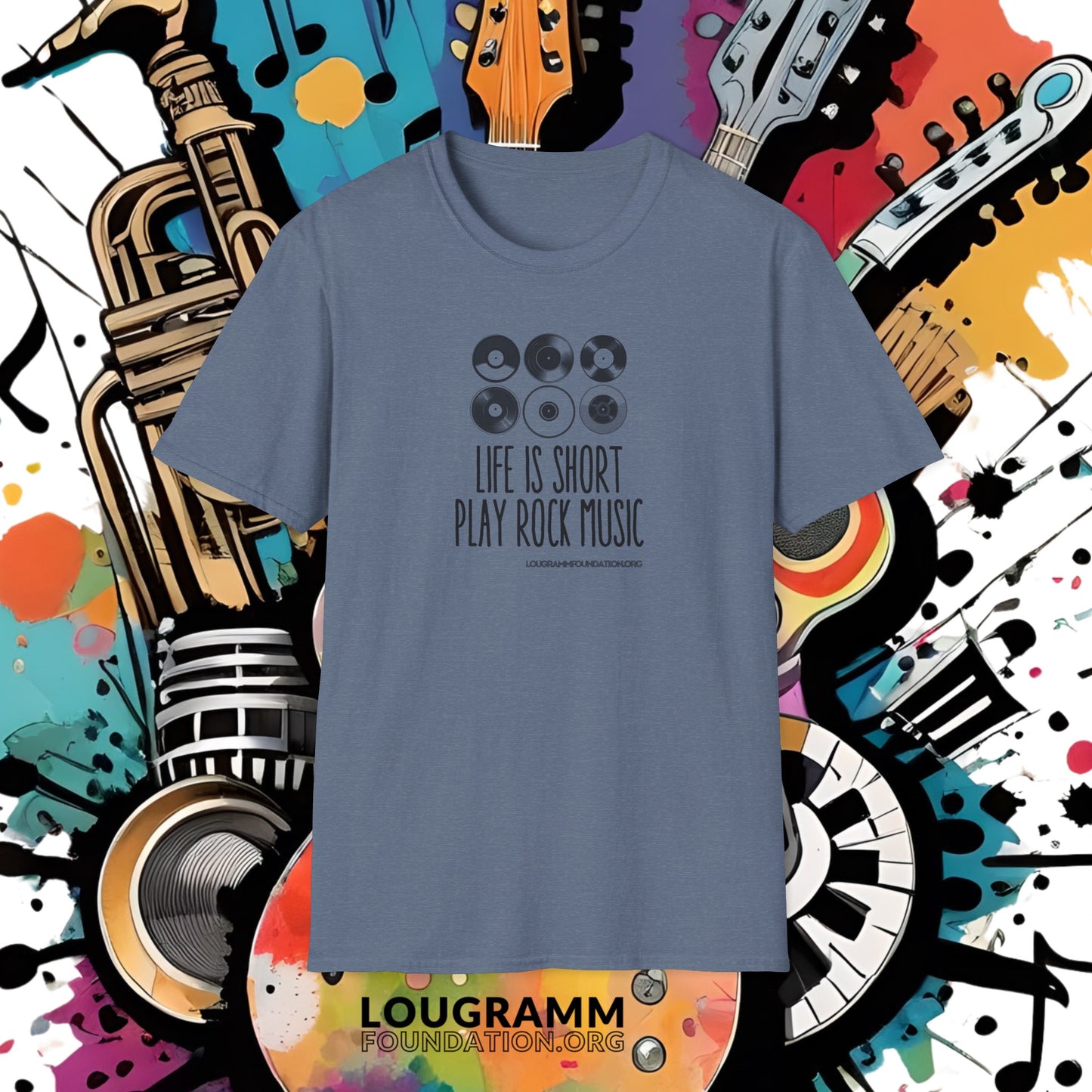 Life is Short Play Rock Music Unisex Softstyle T-Shirt