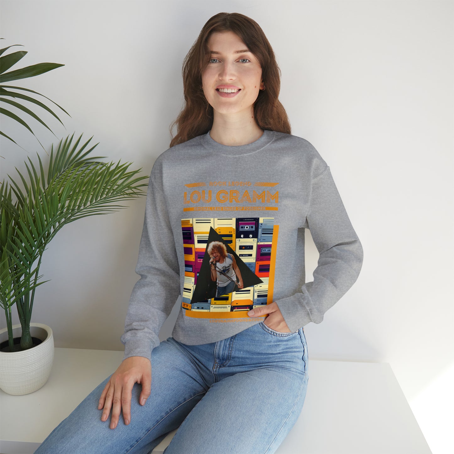 Rock Legend Lou Gramm Orange Logo - Unisex Heavy Blend™ Crewneck Sweatshirt