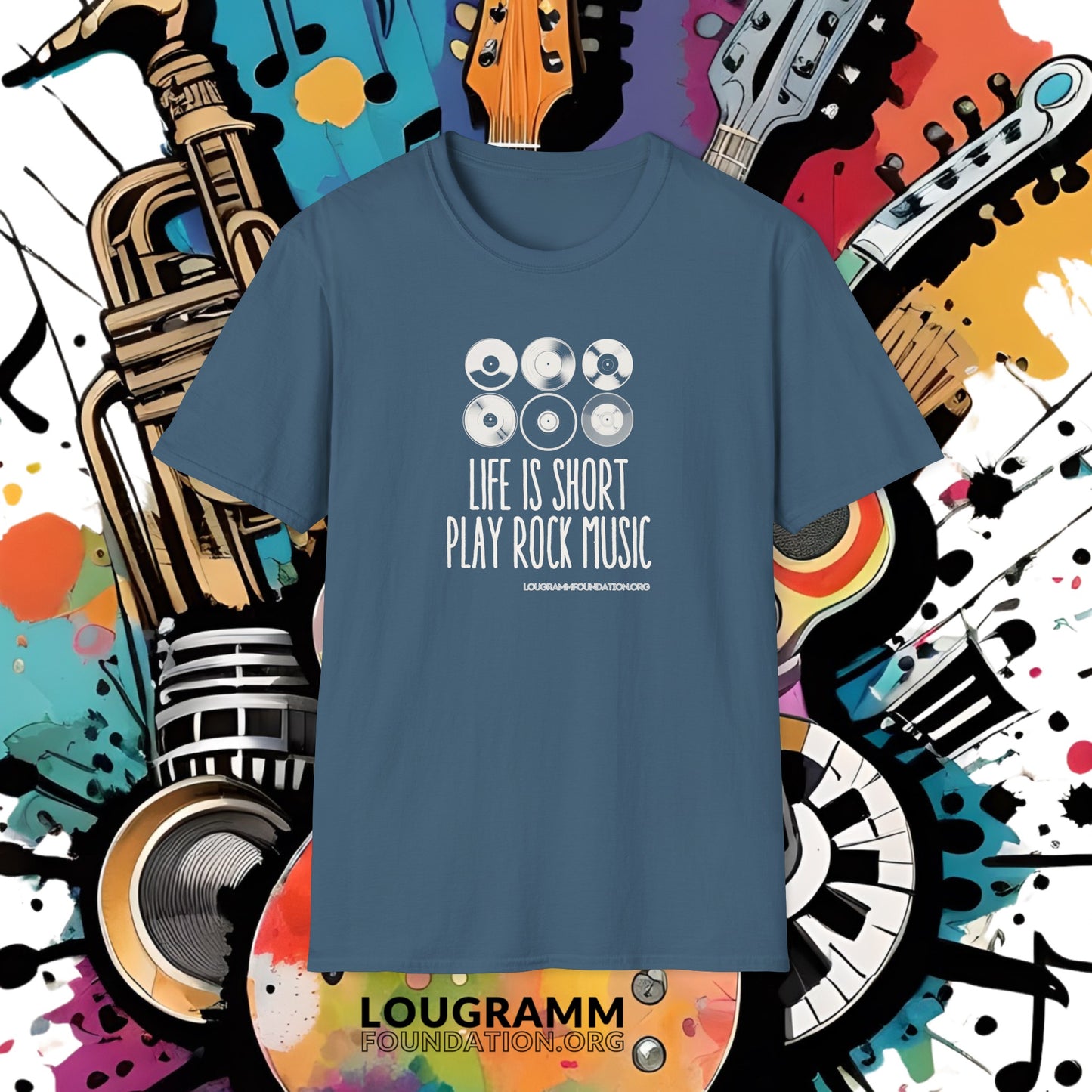Life is Short Play Rock Music Unisex Softstyle T-Shirt