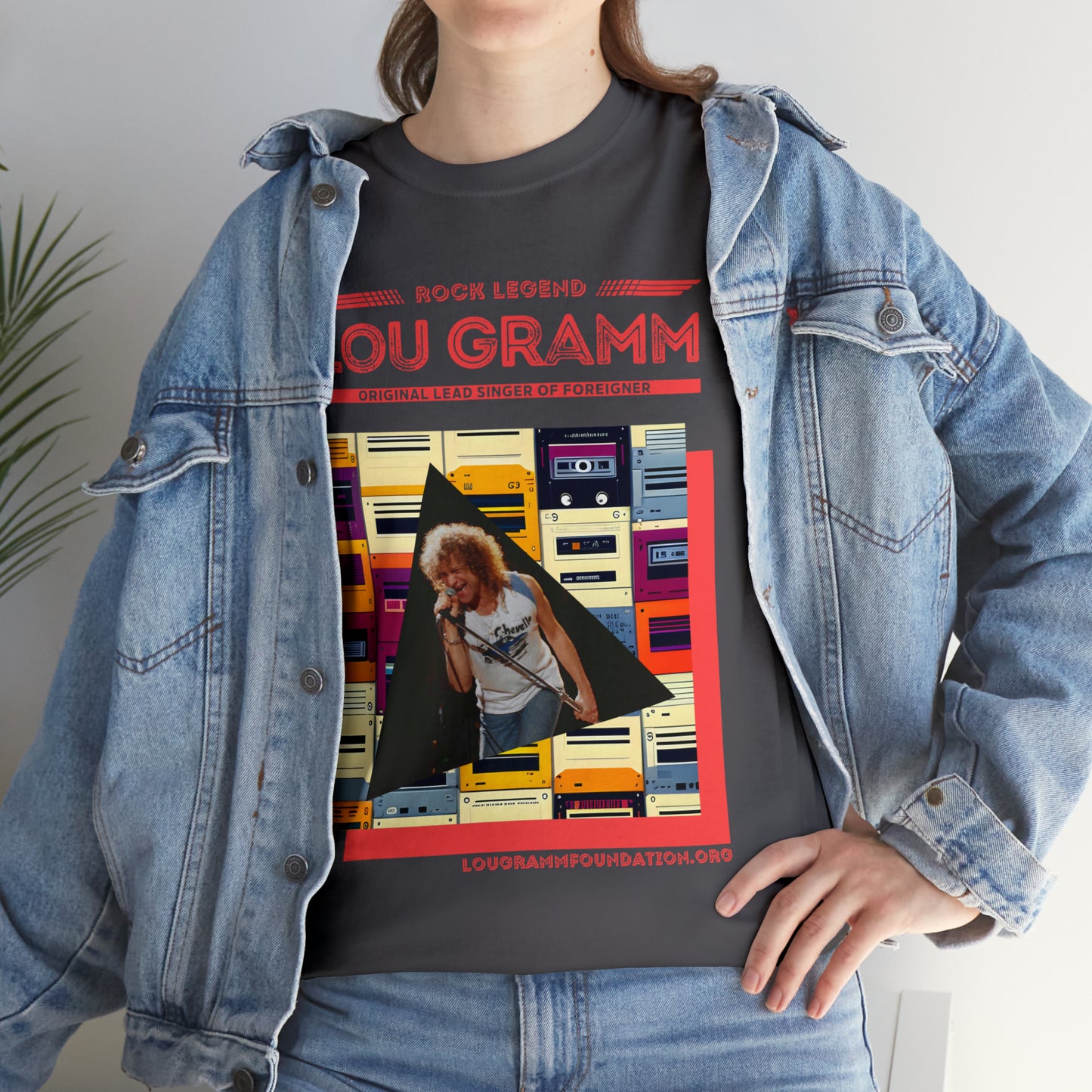 Rock Legend Lou Gramm Unisex Heavy Cotton Tee - Salmon logo