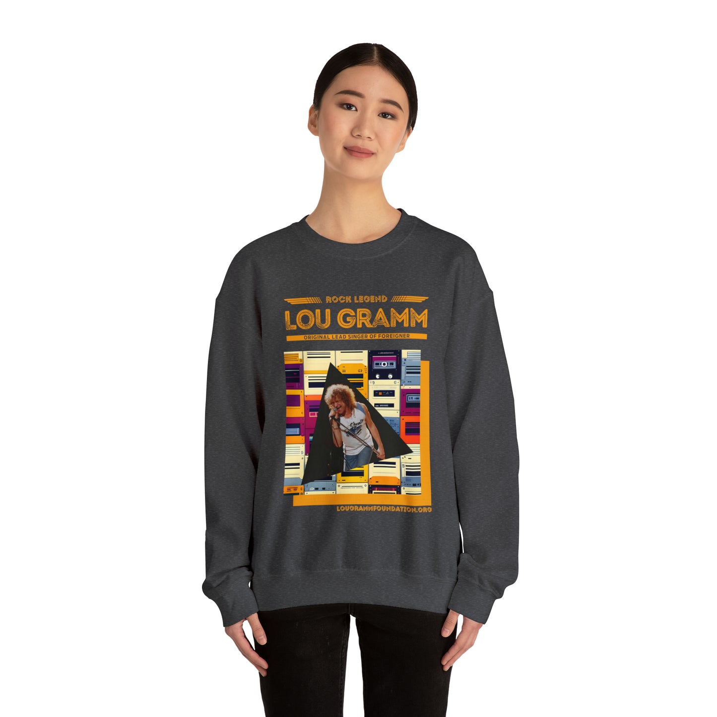 Rock Legend Lou Gramm Orange Logo - Unisex Heavy Blend™ Crewneck Sweatshirt