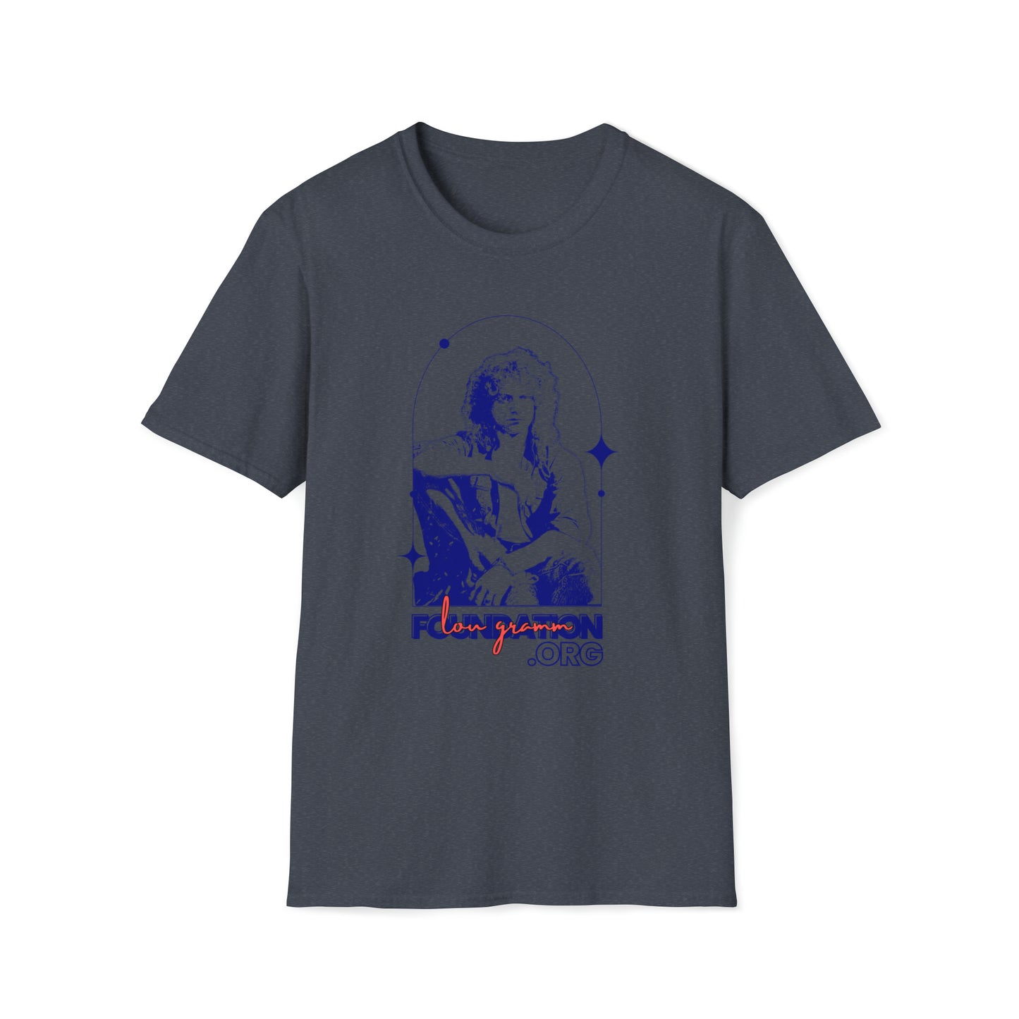 Lou Gramm Stencil Blue logo - Unisex Softstyle T-Shirt