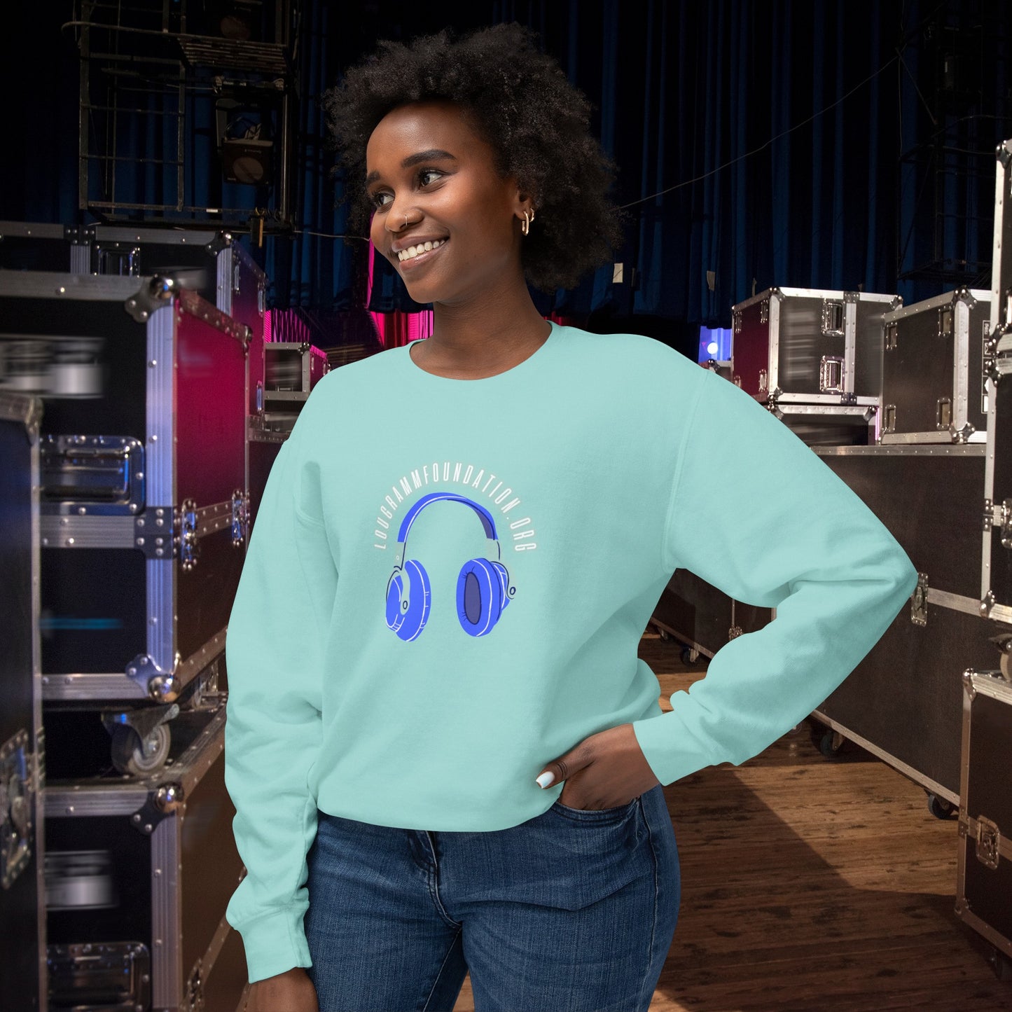 Headphones Lightweight Crewneck Sweatshirt