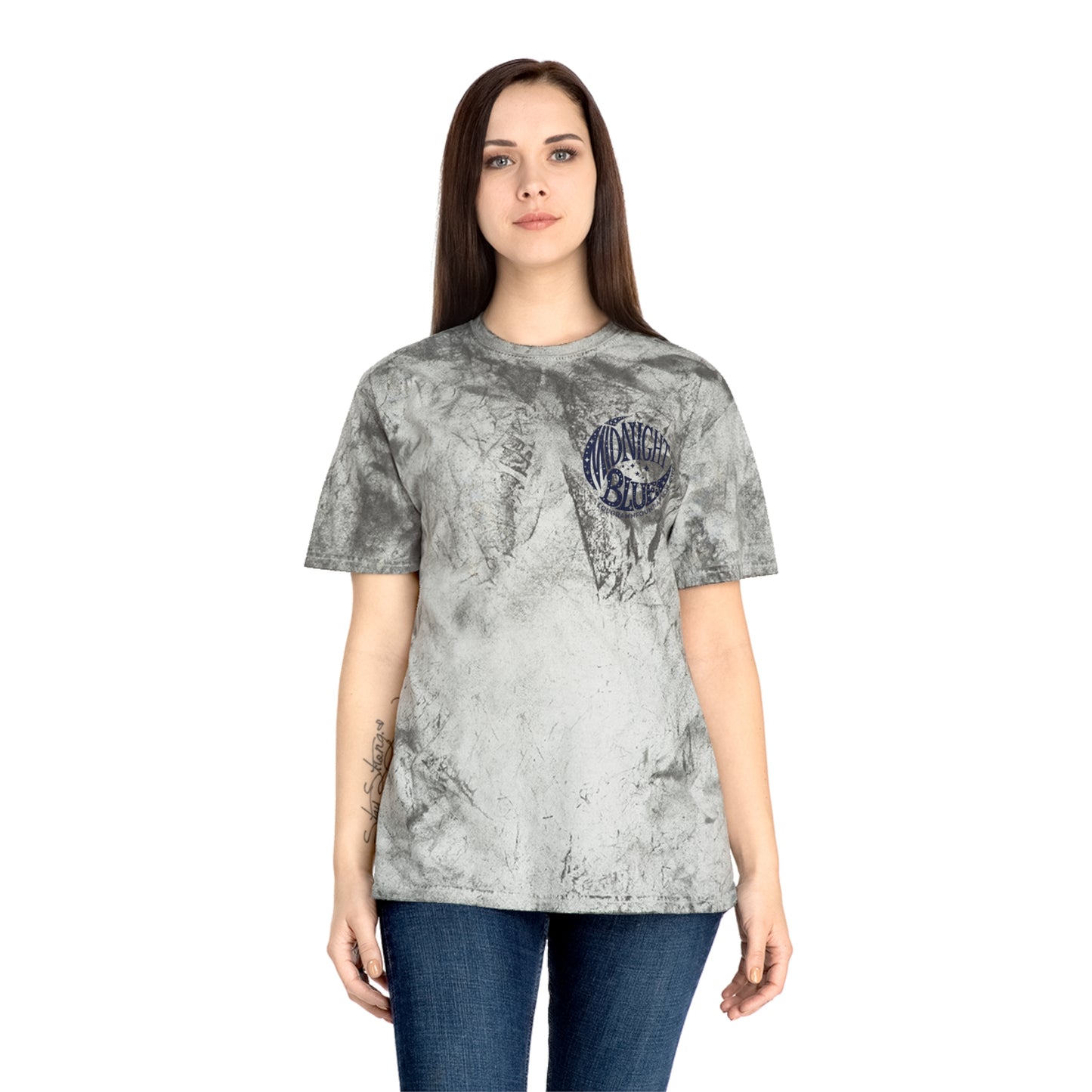 Midnight Blue Color Blast T-Shirt with Moon and Stars Design