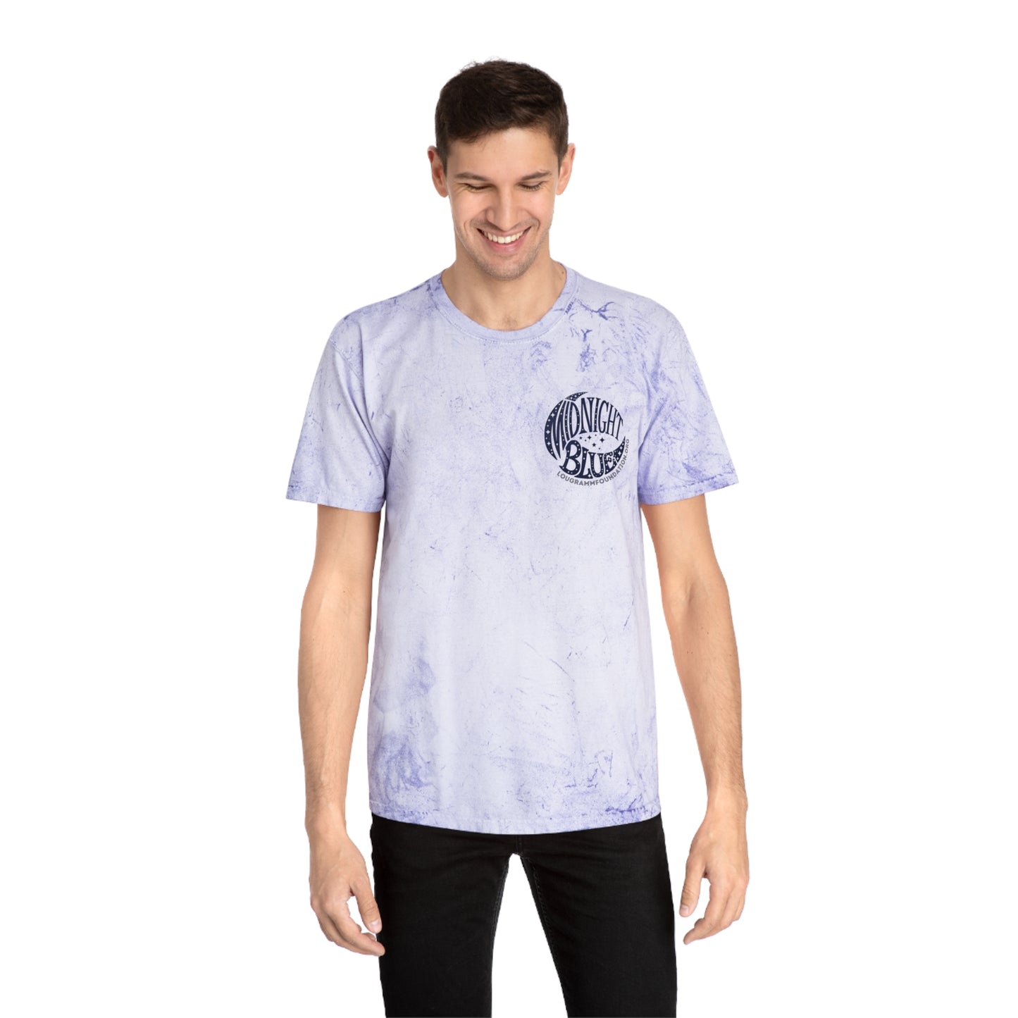 Midnight Blue Color Blast T-Shirt with Moon and Stars Design