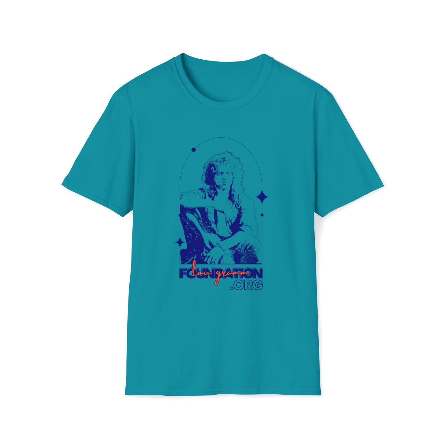 Lou Gramm Stencil Blue logo - Unisex Softstyle T-Shirt