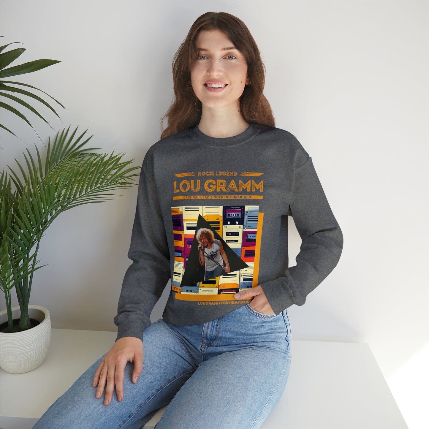 Rock Legend Lou Gramm Orange Logo - Unisex Heavy Blend™ Crewneck Sweatshirt