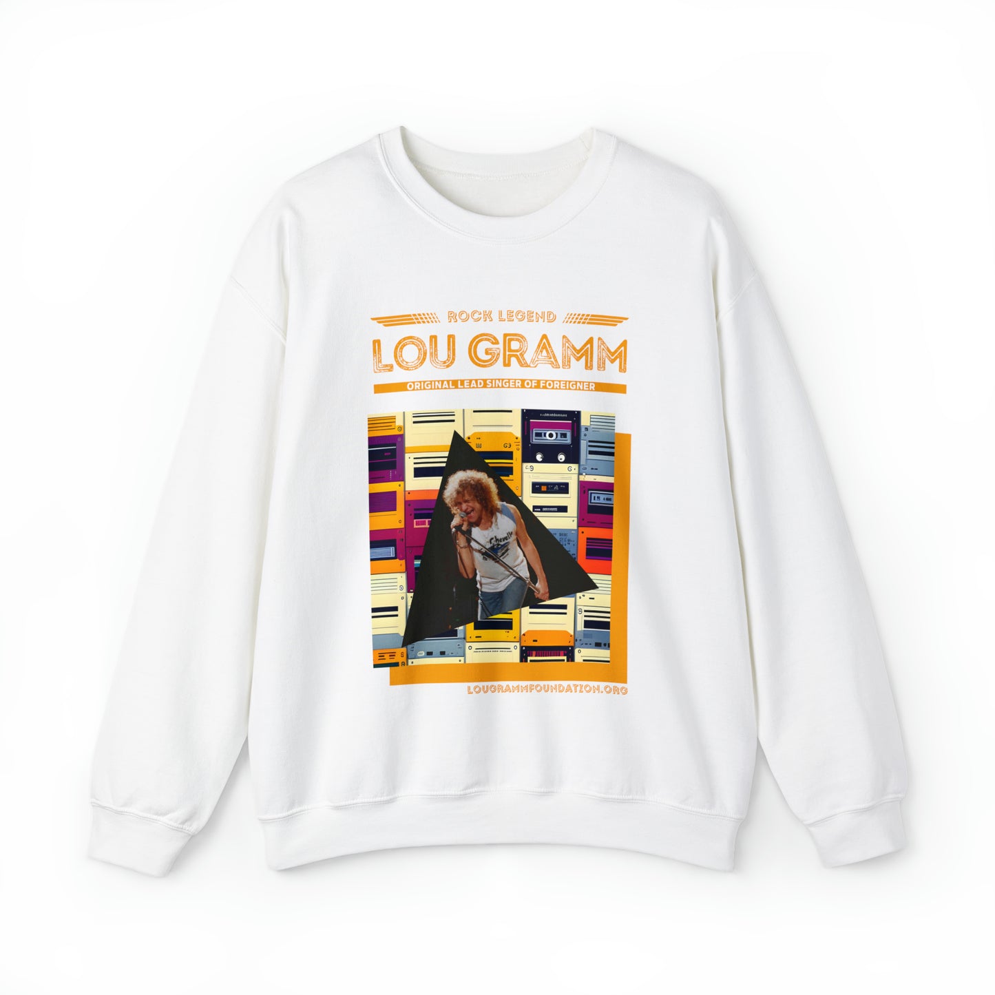 Rock Legend Lou Gramm Orange Logo - Unisex Heavy Blend™ Crewneck Sweatshirt