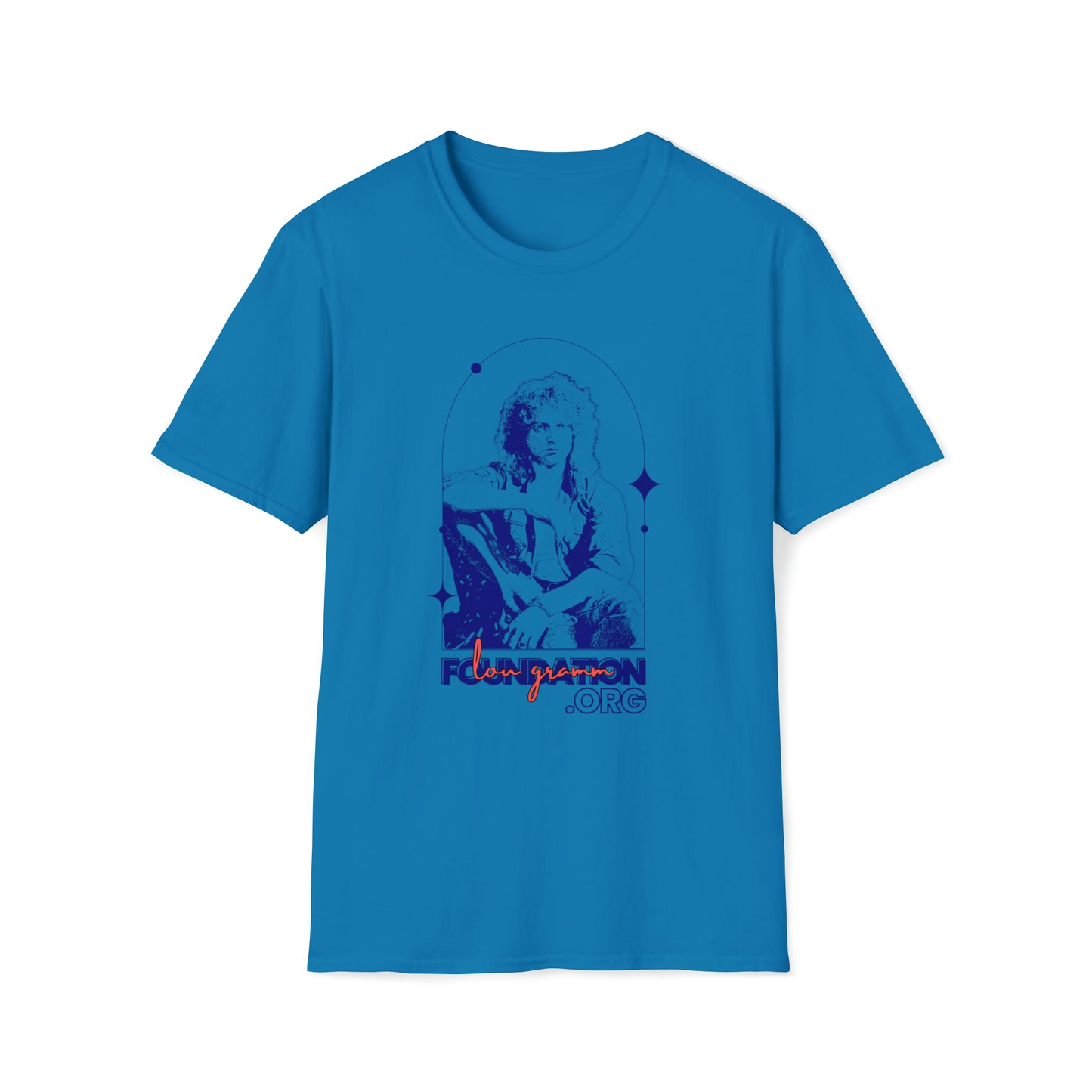 Lou Gramm Stencil Blue logo - Unisex Softstyle T-Shirt