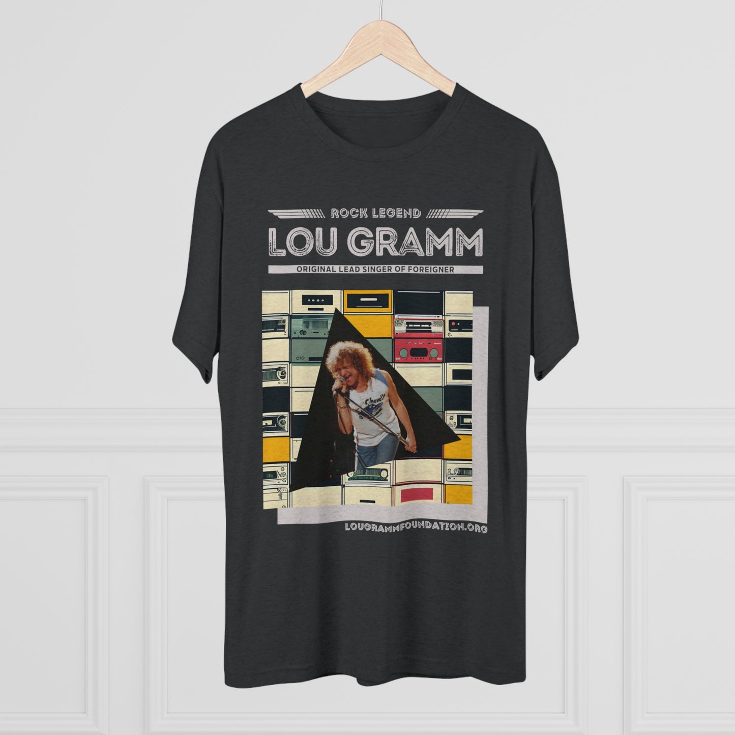 Rock Legend Lou Gramm Unisex Tri-Blend Crew Tee - Grey Logo