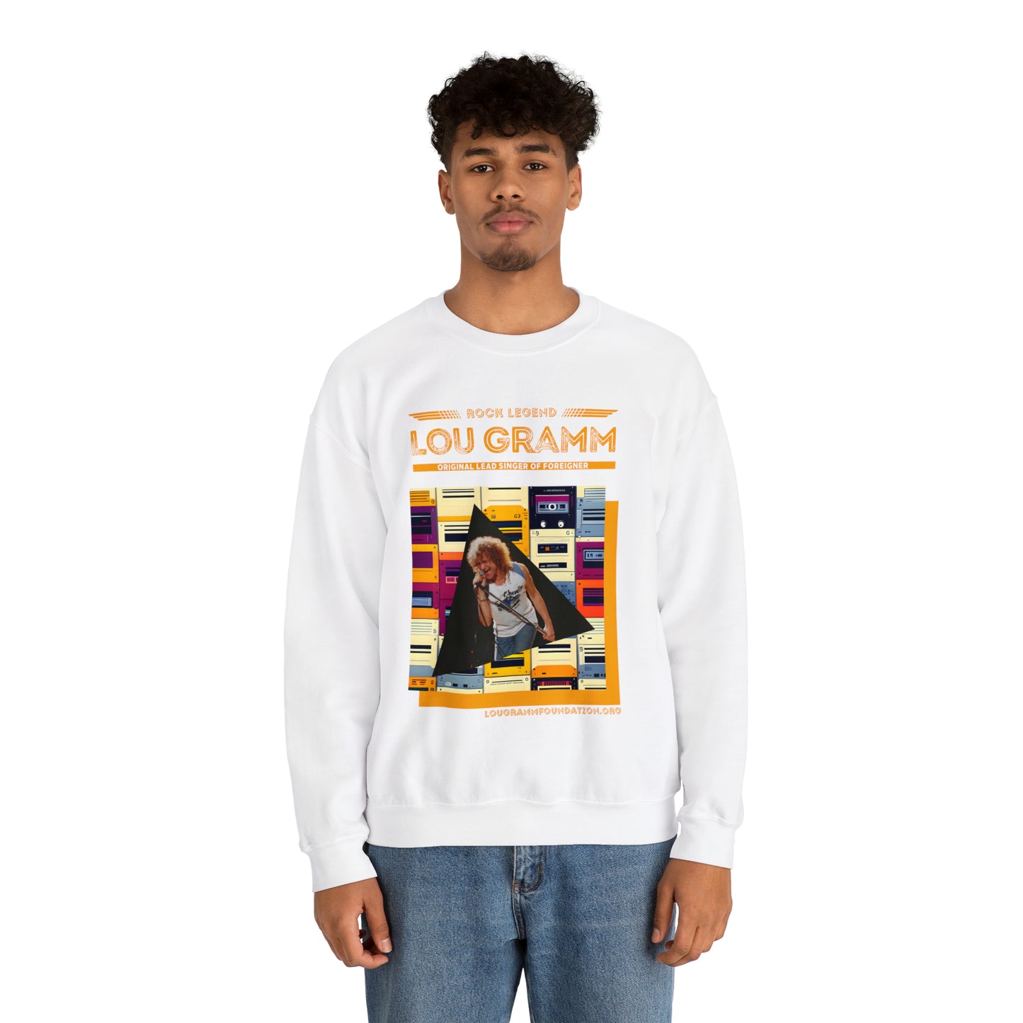 Rock Legend Lou Gramm Orange Logo - Unisex Heavy Blend™ Crewneck Sweatshirt