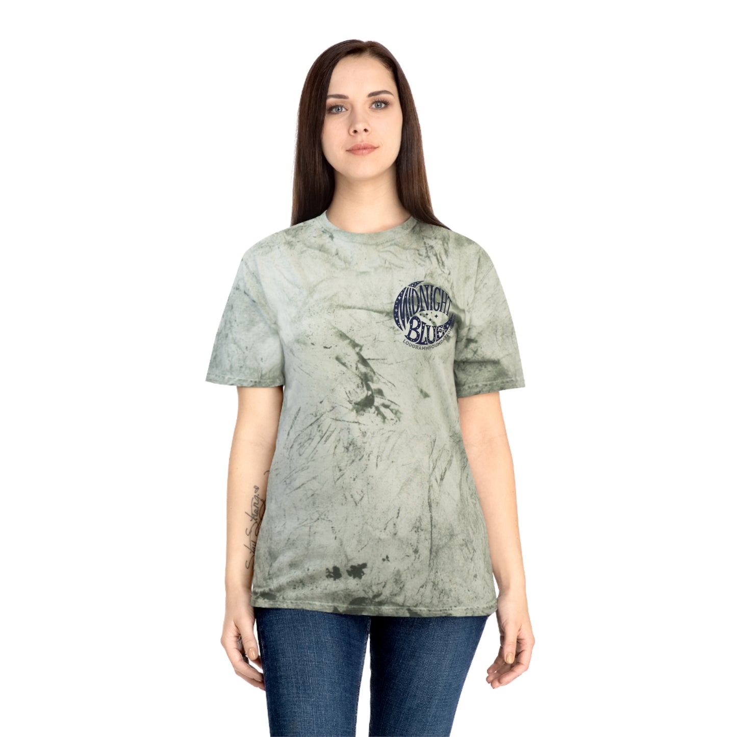 Midnight Blue Color Blast T-Shirt with Moon and Stars Design