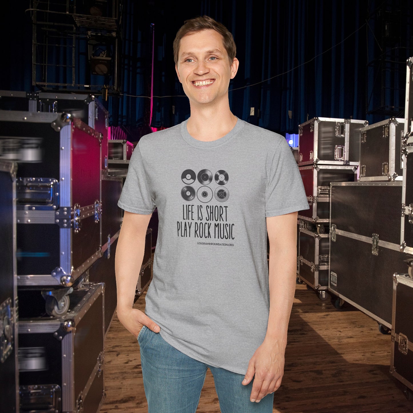 Life is Short Play Rock Music Unisex Softstyle T-Shirt