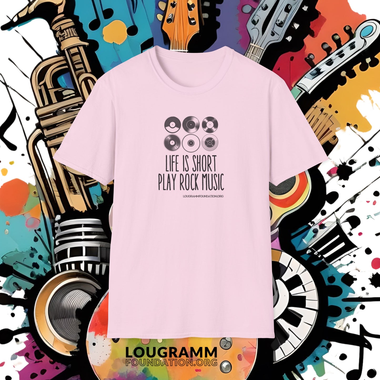 Life is Short Play Rock Music Unisex Softstyle T-Shirt