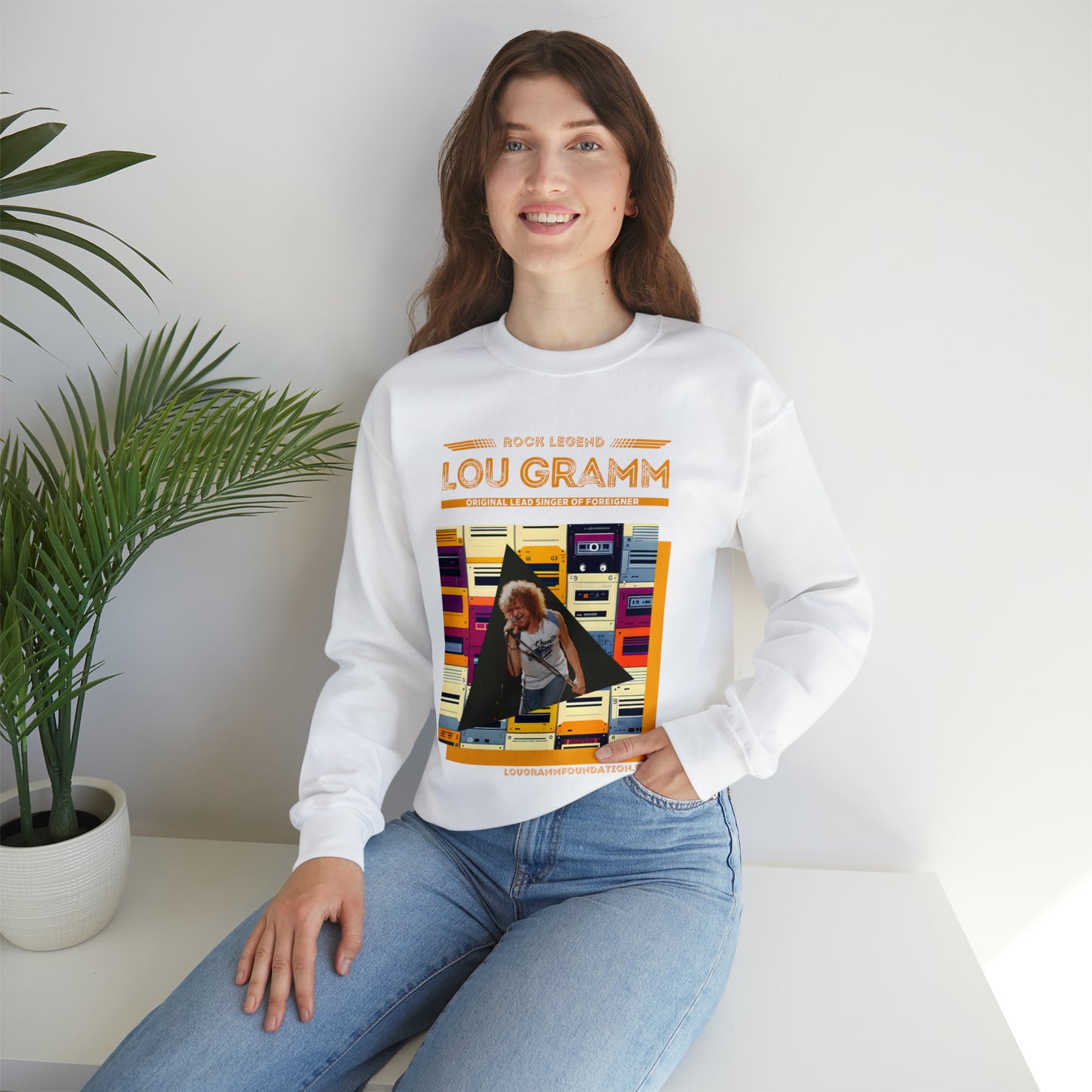 Rock Legend Lou Gramm Orange Logo - Unisex Heavy Blend™ Crewneck Sweatshirt