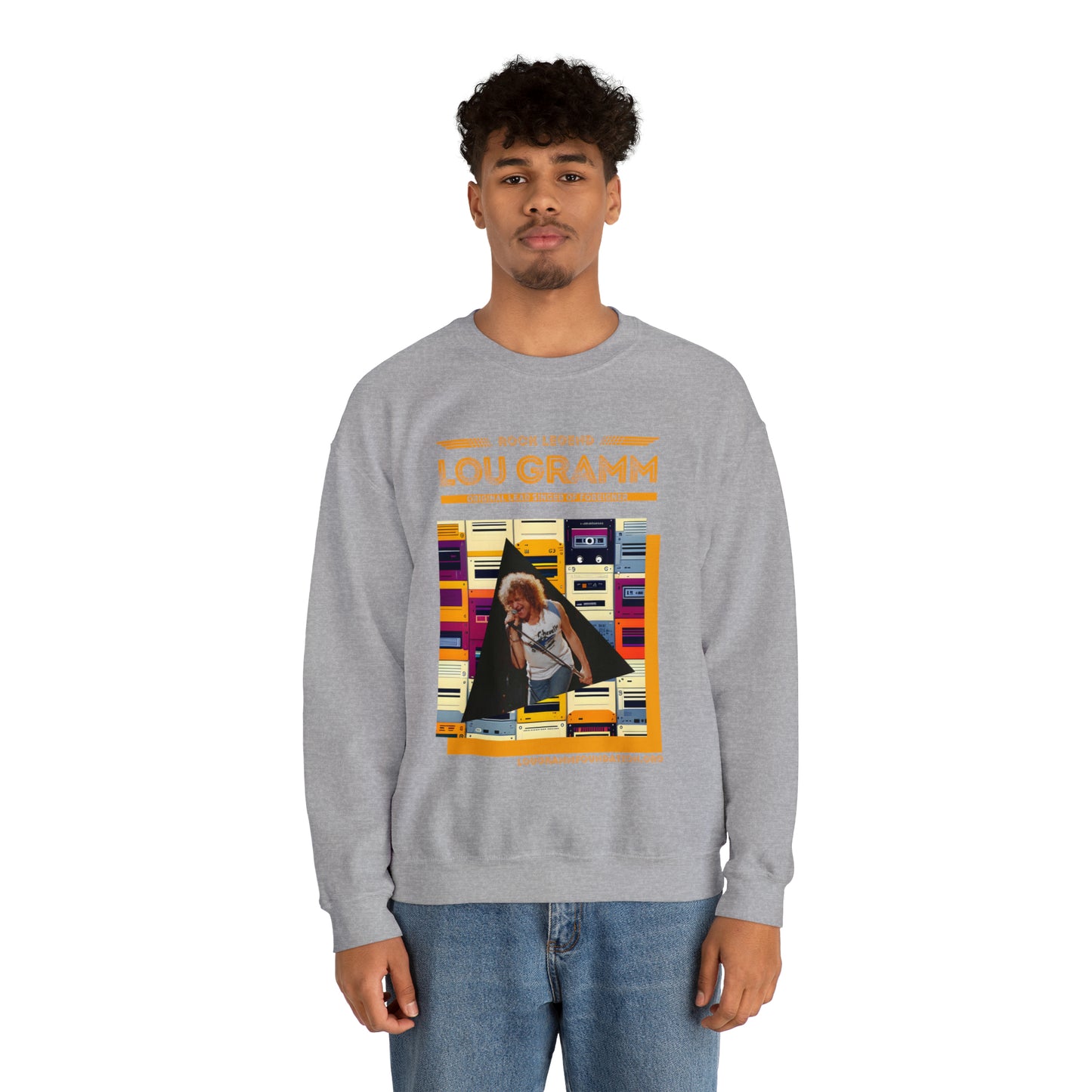 Rock Legend Lou Gramm Orange Logo - Unisex Heavy Blend™ Crewneck Sweatshirt