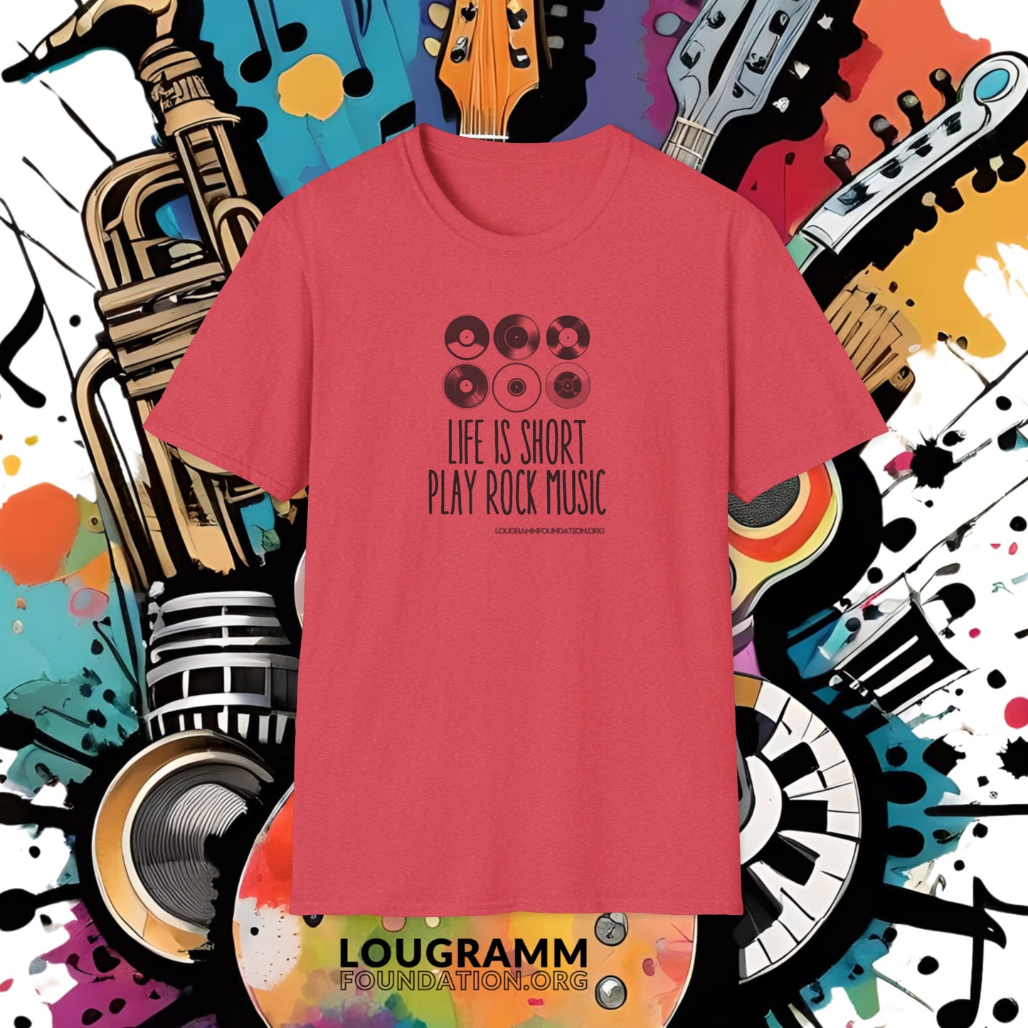 Life is Short Play Rock Music Unisex Softstyle T-Shirt