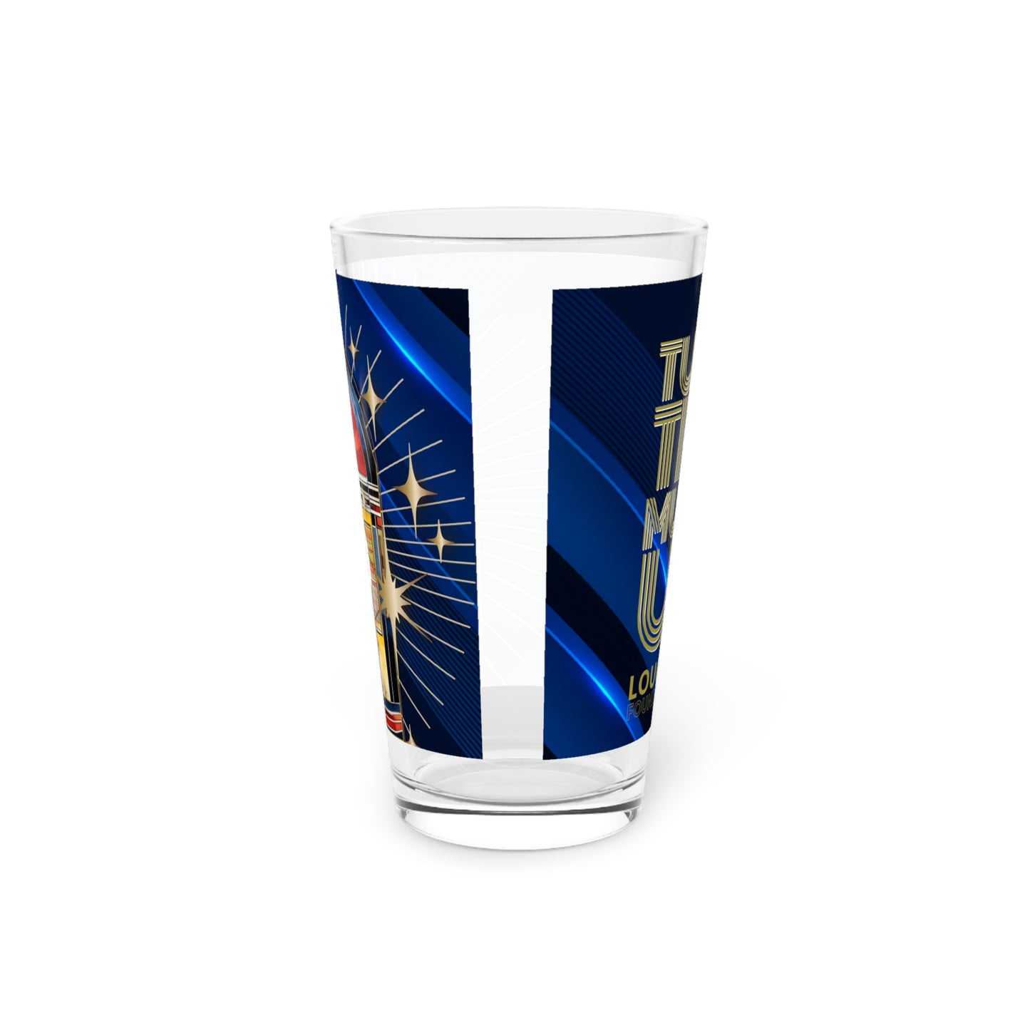 Turn The Music Up 16oz Pint Glass - Blue