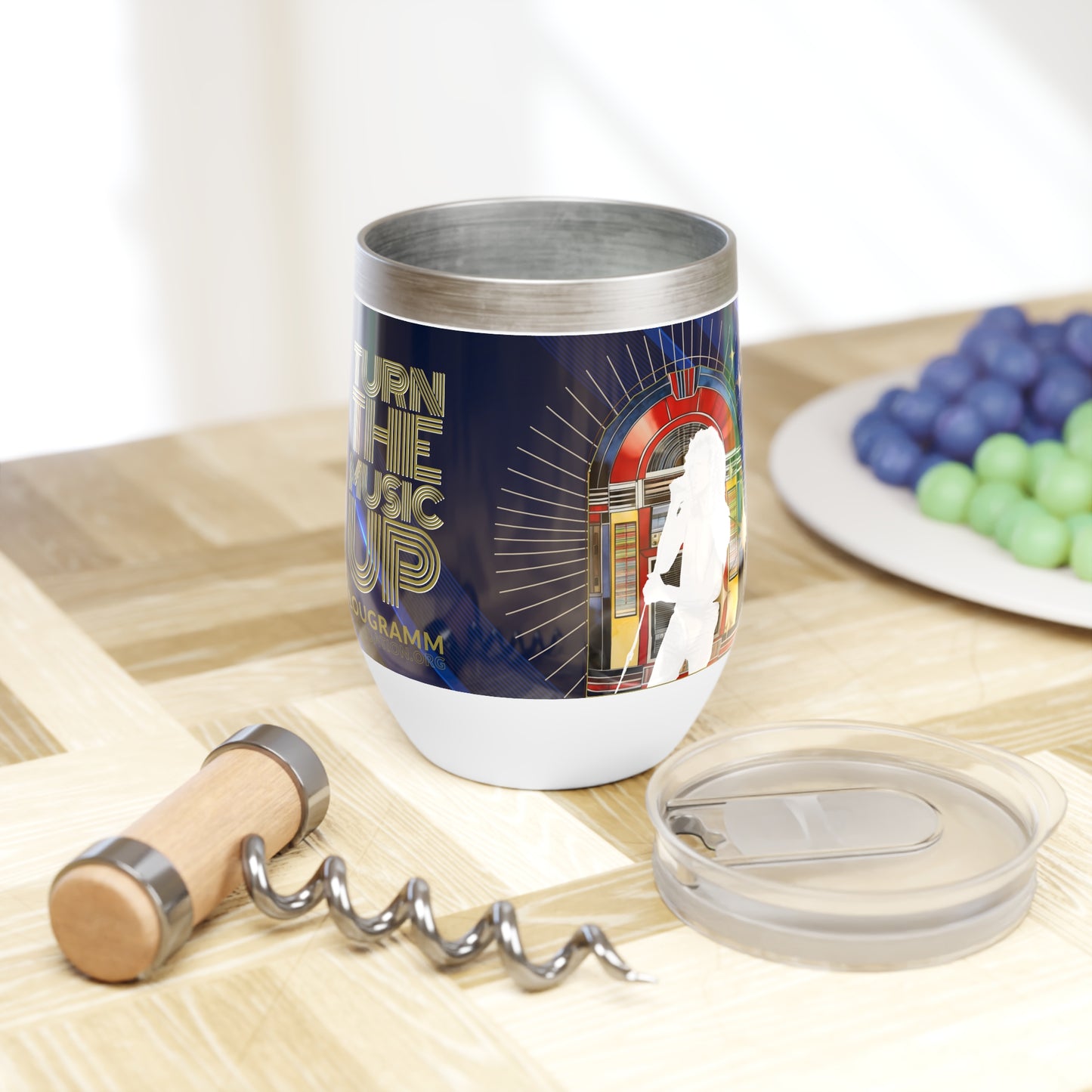Turn The Music Up Chill Wine Tumbler - Blue