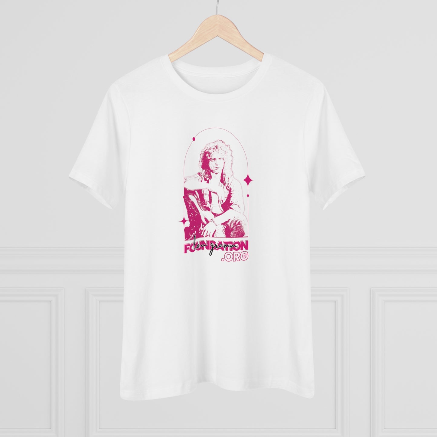 Lou Gramm Stencil Pink logo - Women's Premium Tee
