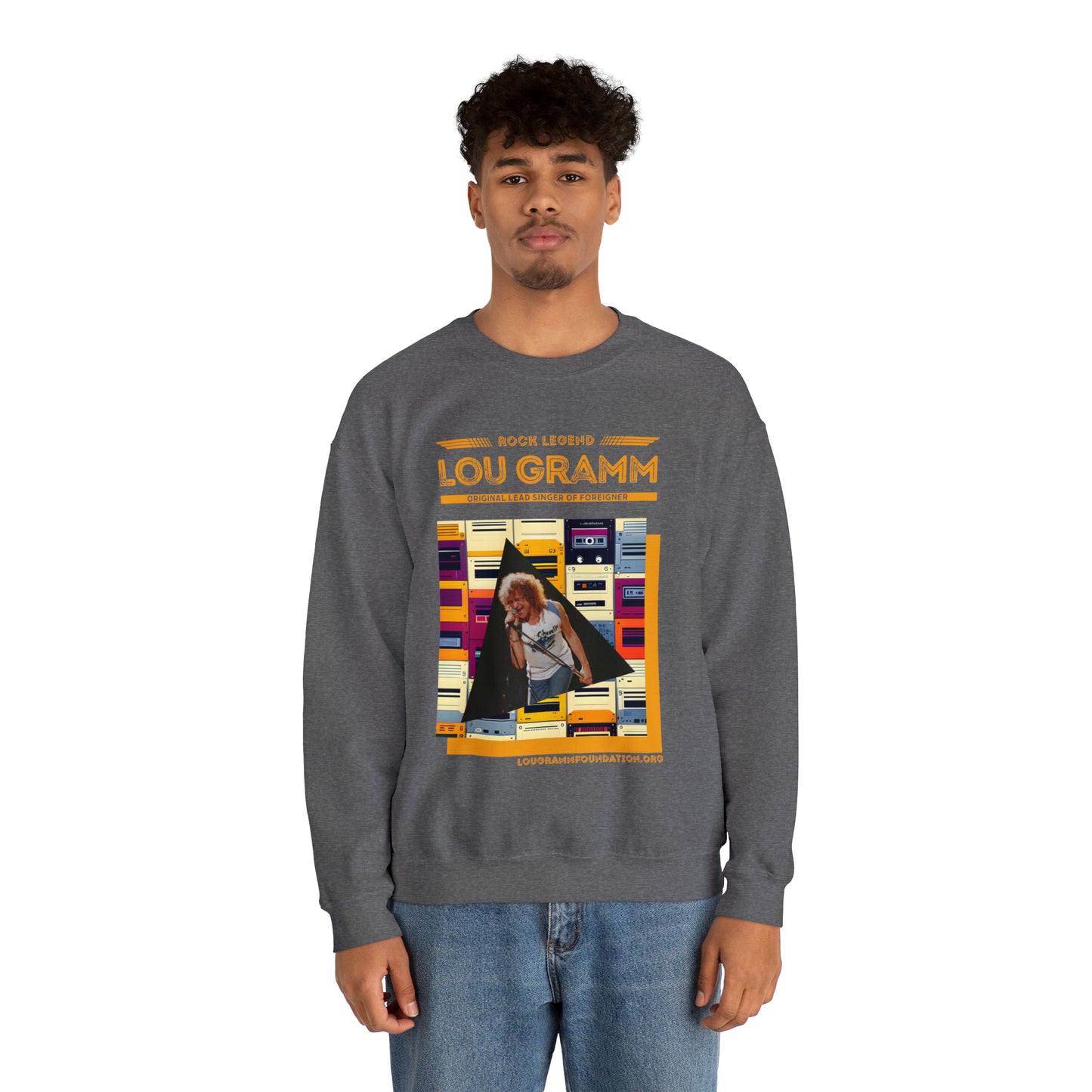 Rock Legend Lou Gramm Orange Logo - Unisex Heavy Blend™ Crewneck Sweatshirt