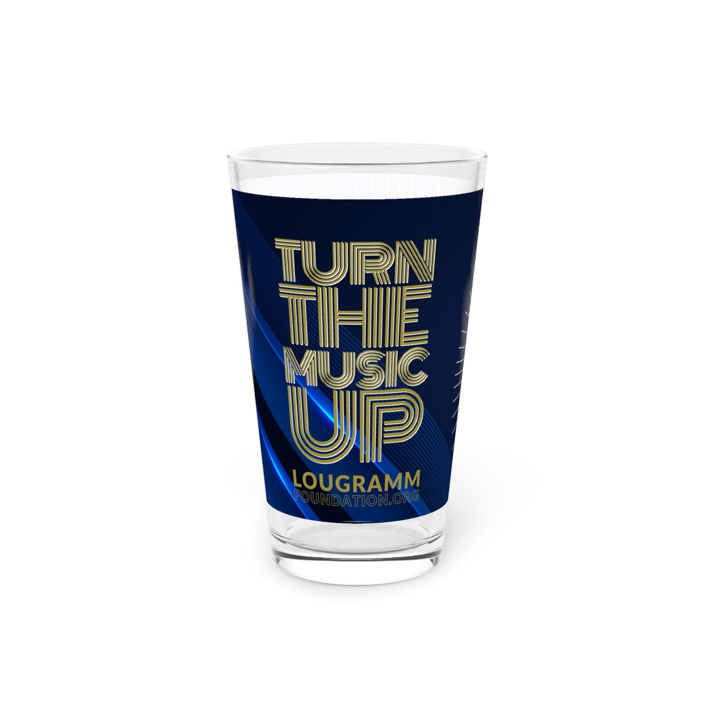 Turn The Music Up 16oz Pint Glass - Blue
