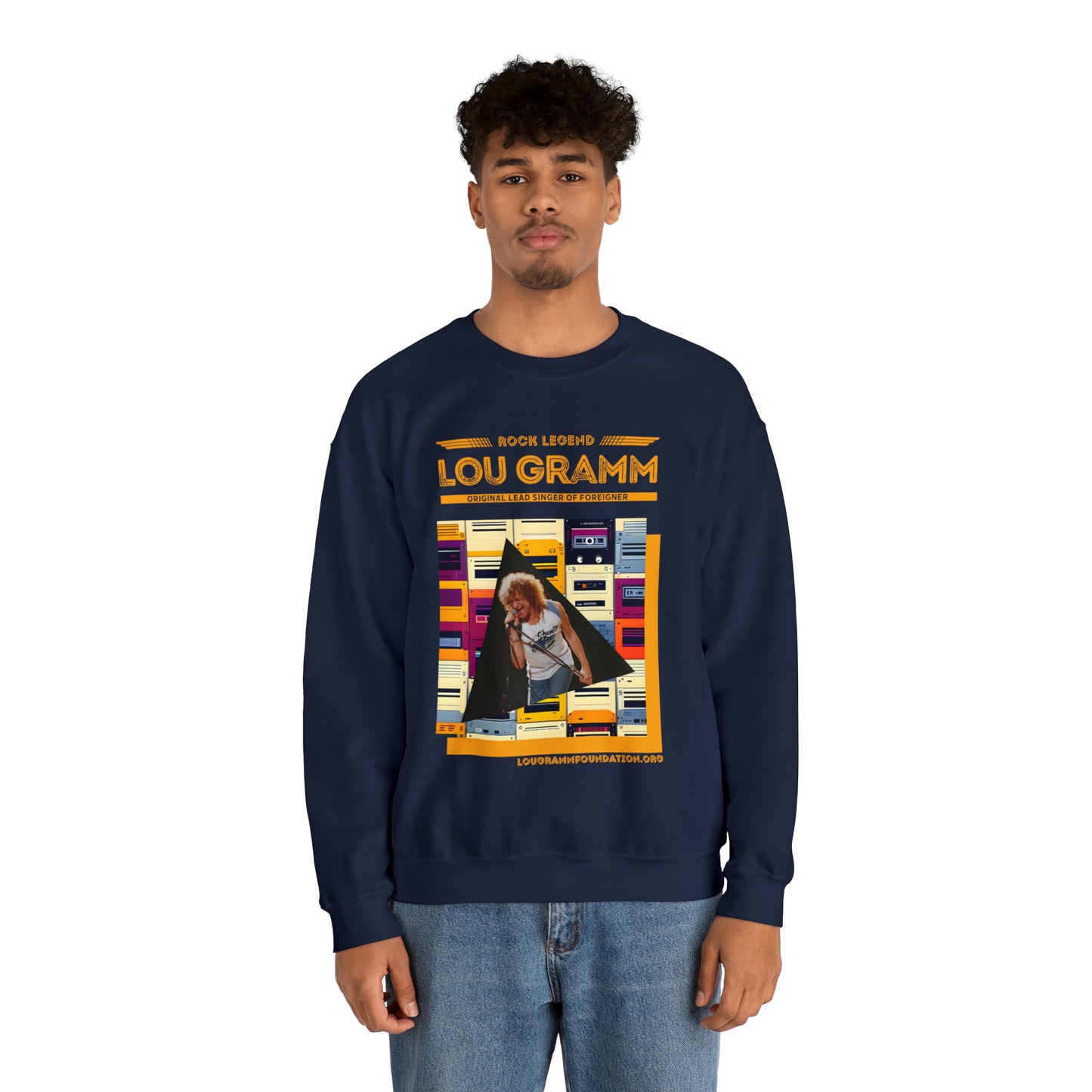 Rock Legend Lou Gramm Orange Logo - Unisex Heavy Blend™ Crewneck Sweatshirt