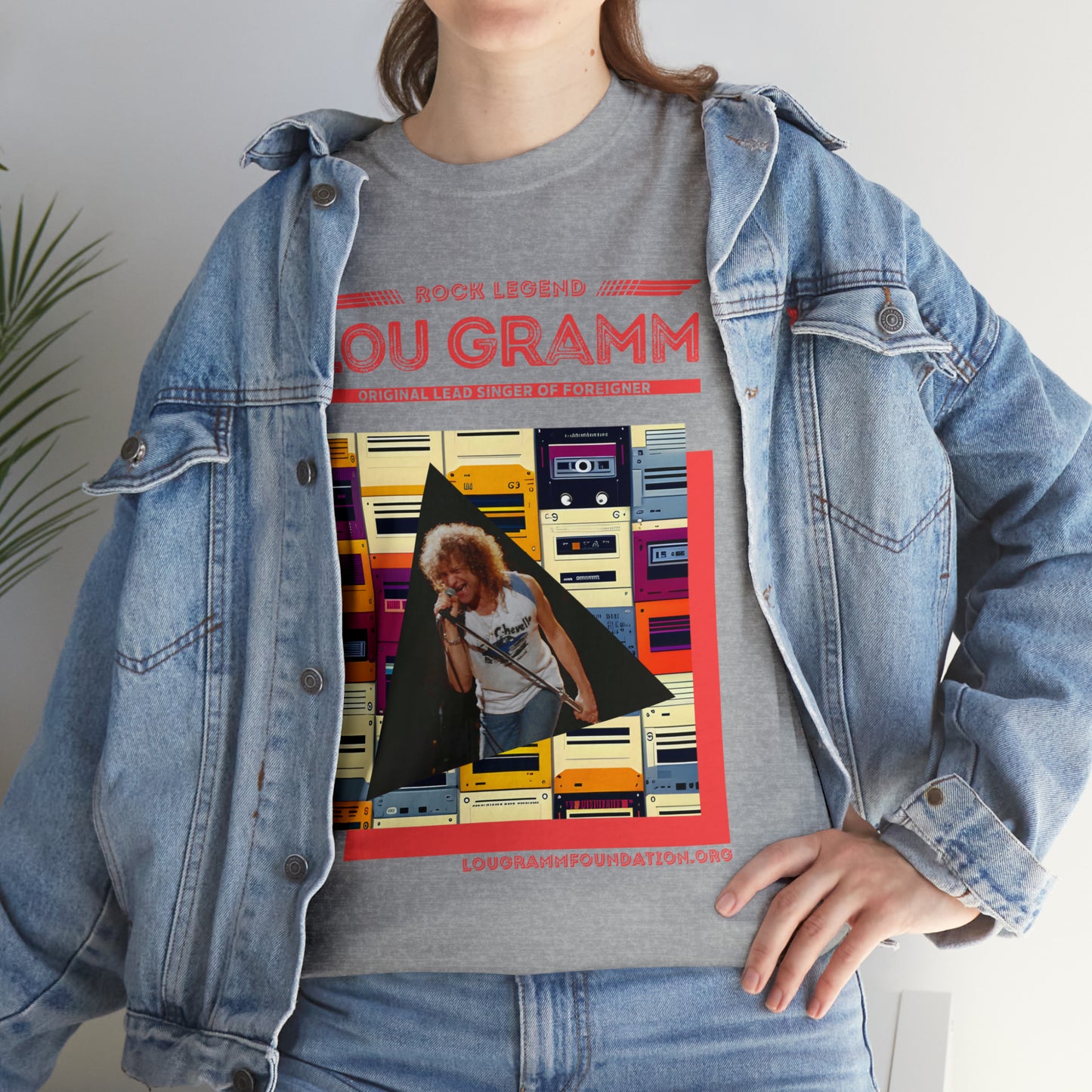 Rock Legend Lou Gramm Unisex Heavy Cotton Tee - Salmon logo