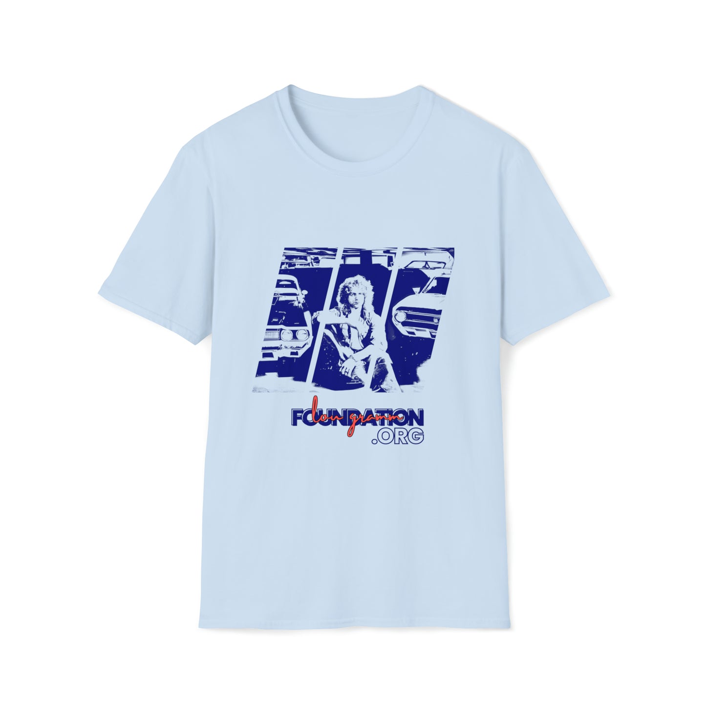 Lou’s Garage Blue logo - Unisex Softstyle T-Shirt