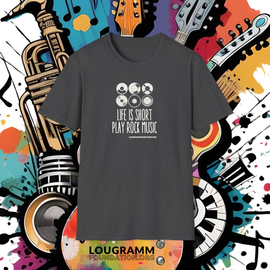 Life is Short Play Rock Music Unisex Softstyle T-Shirt