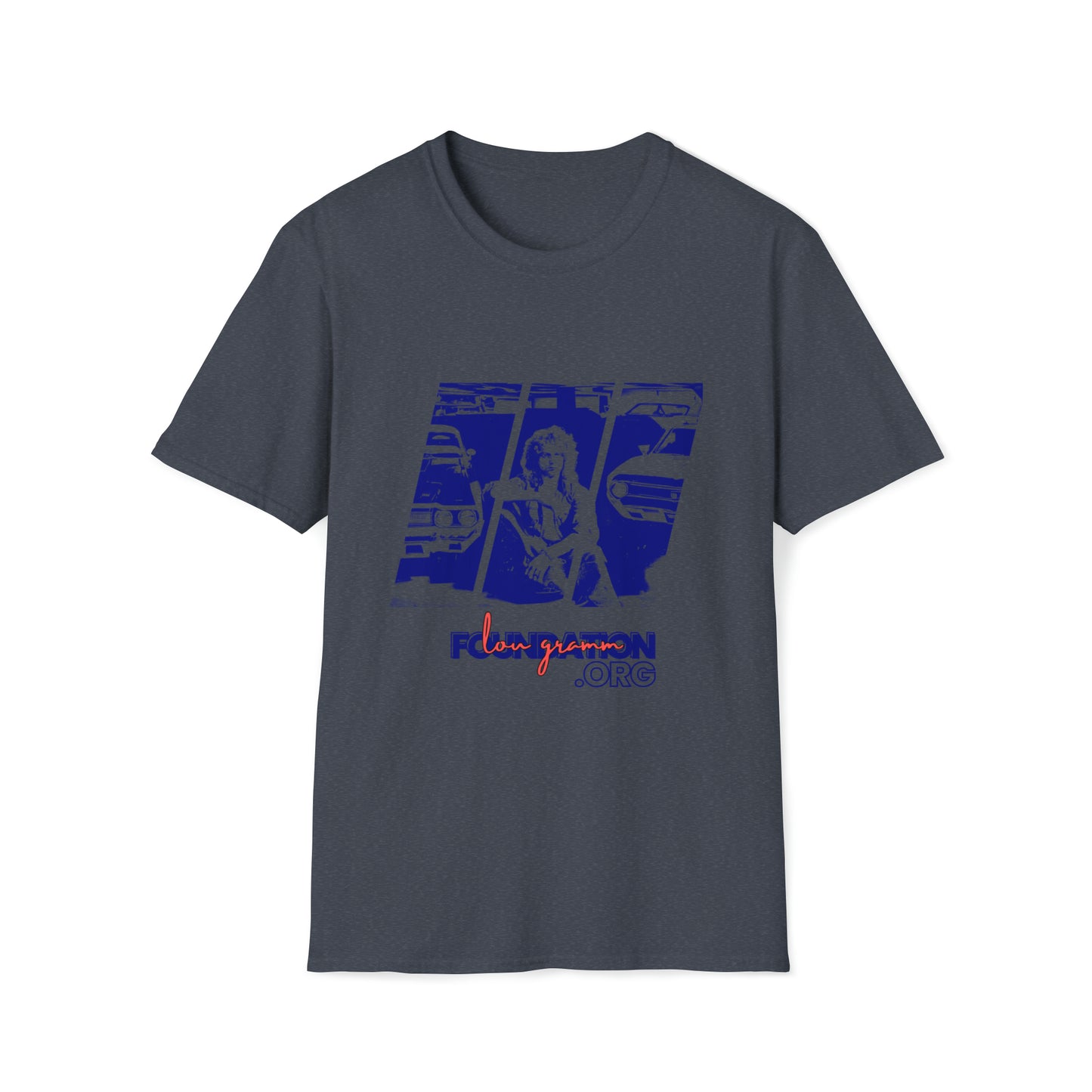 Lou’s Garage Blue logo - Unisex Softstyle T-Shirt