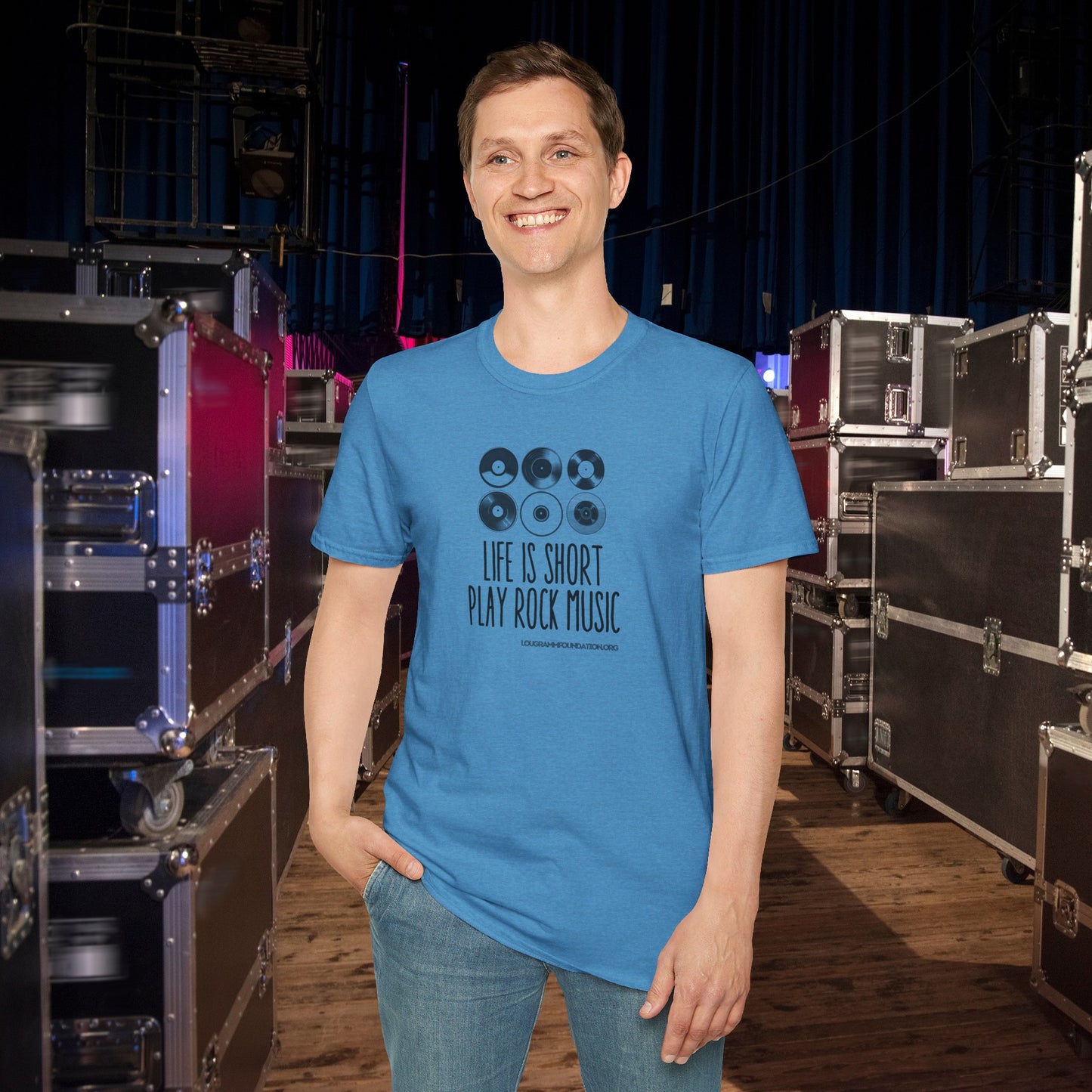 Life is Short Play Rock Music Unisex Softstyle T-Shirt