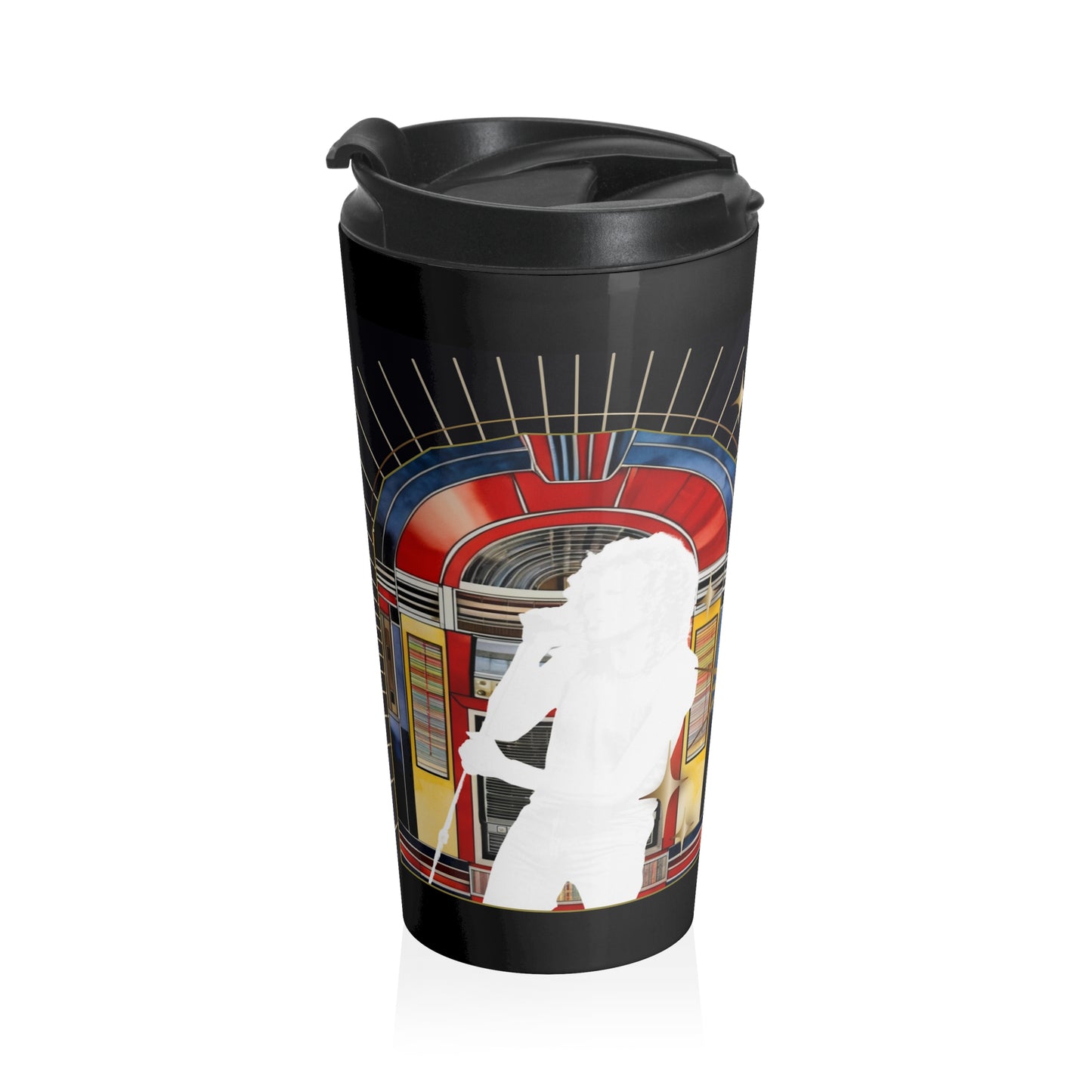 Turn The Music Up Stainless Steel Travel Mug - Black