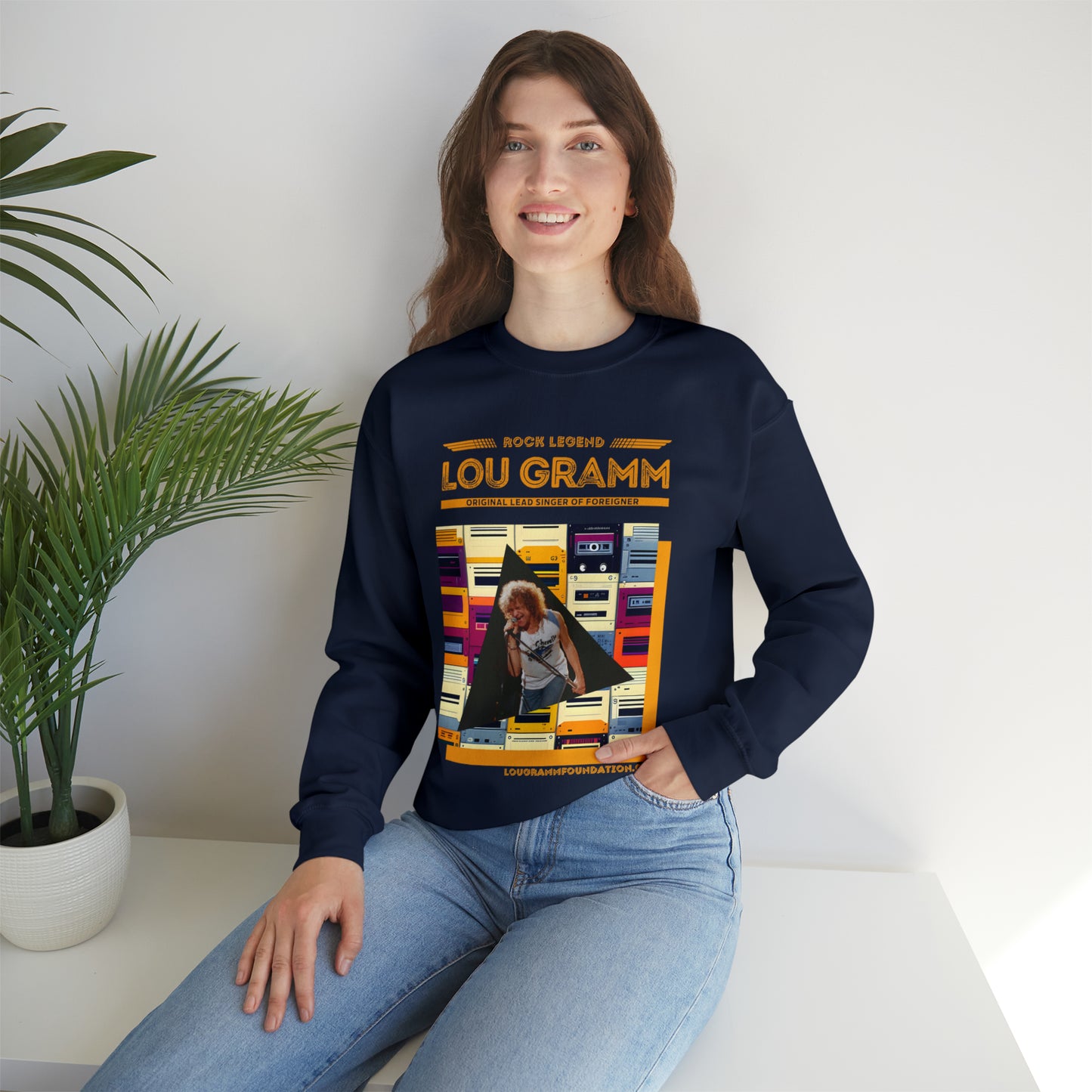 Rock Legend Lou Gramm Orange Logo - Unisex Heavy Blend™ Crewneck Sweatshirt