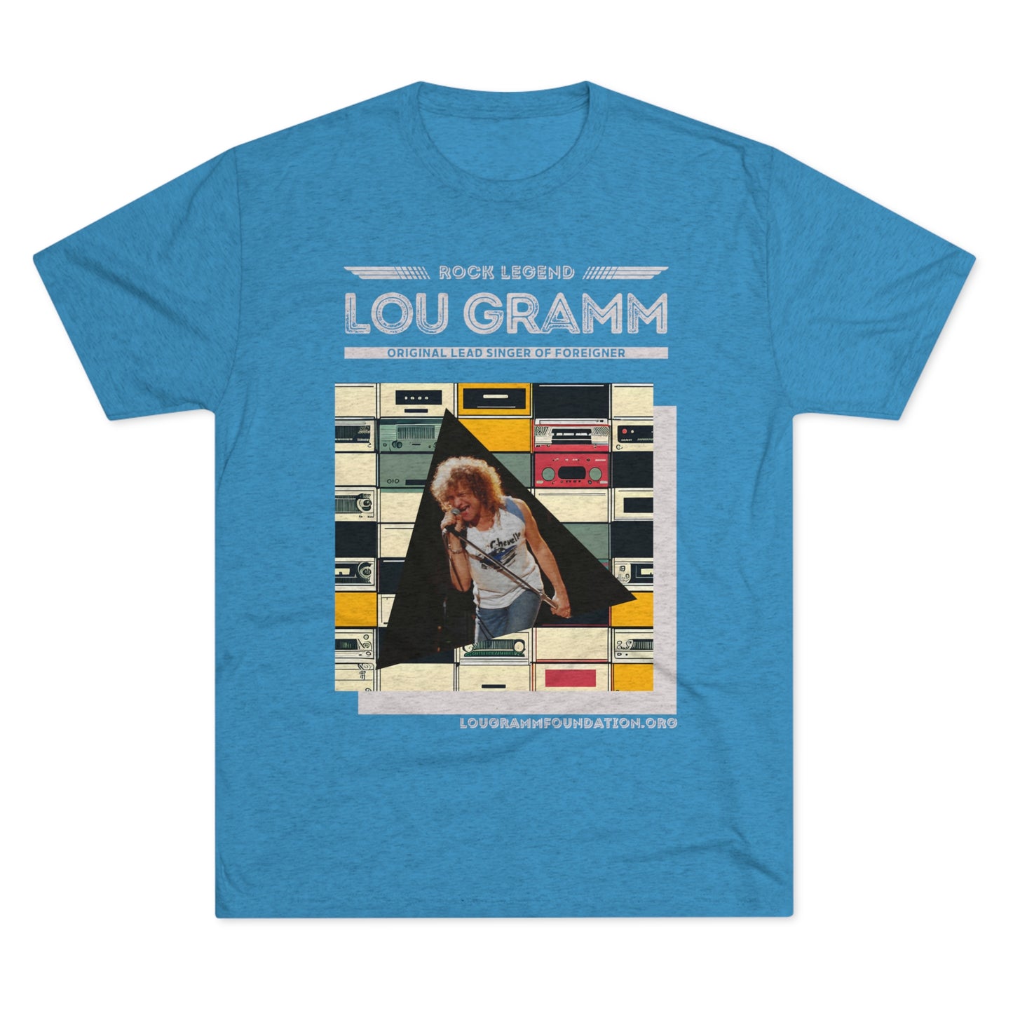 Rock Legend Lou Gramm Unisex Tri-Blend Crew Tee - Grey Logo