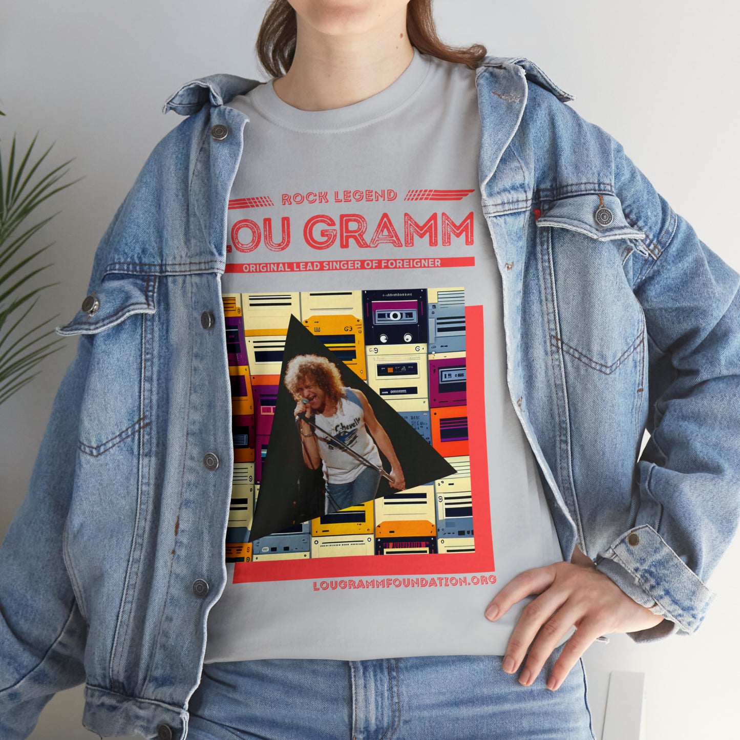 Rock Legend Lou Gramm Unisex Heavy Cotton Tee - Salmon logo