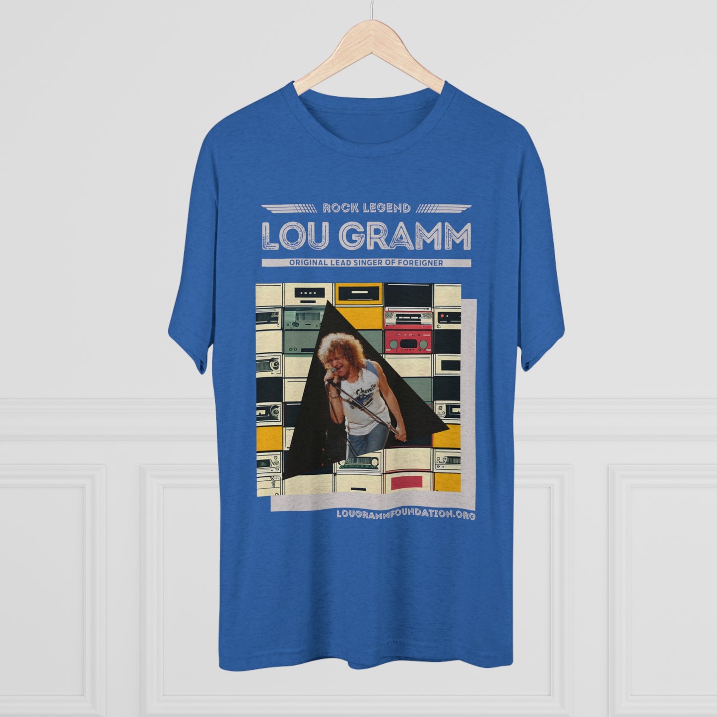 Rock Legend Lou Gramm Unisex Tri-Blend Crew Tee - Grey Logo
