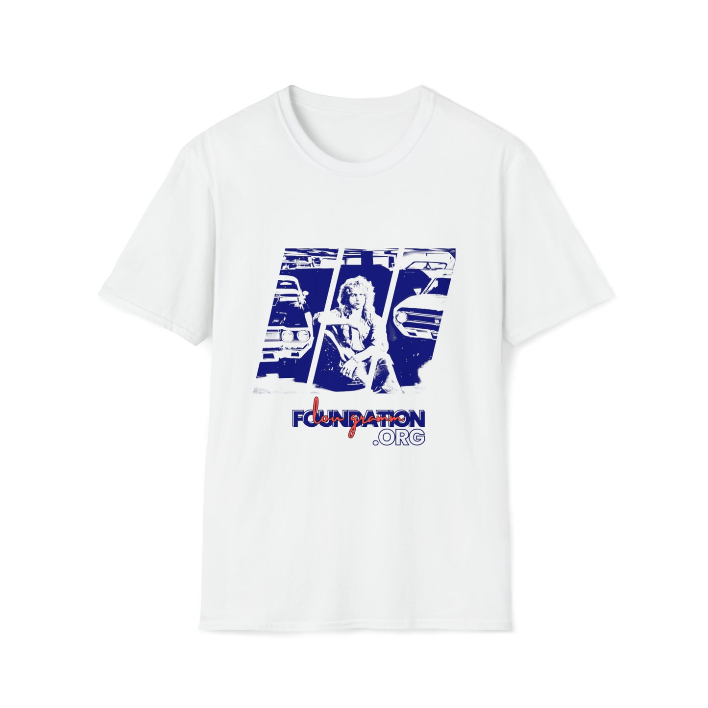 Lou’s Garage Blue logo - Unisex Softstyle T-Shirt