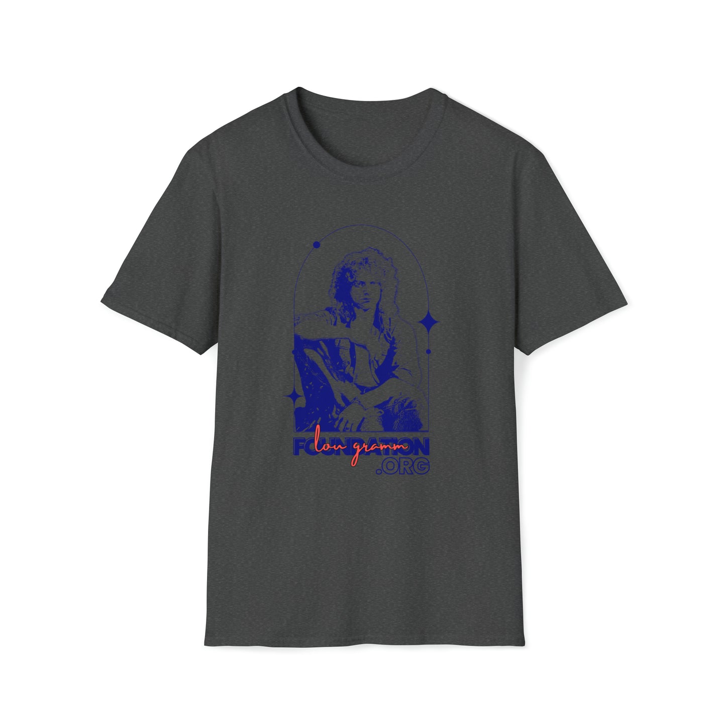 Lou Gramm Stencil Blue logo - Unisex Softstyle T-Shirt