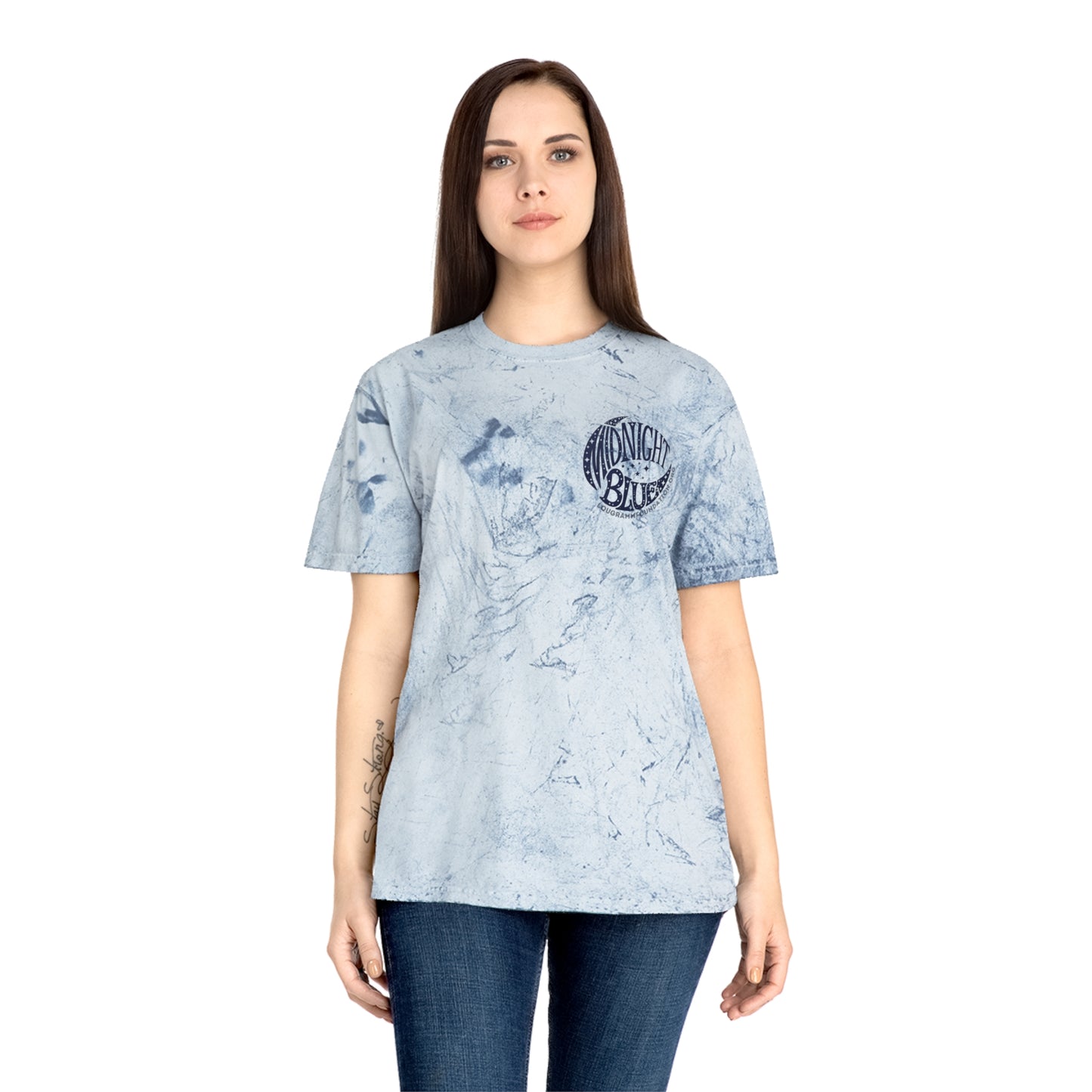Midnight Blue Color Blast T-Shirt with Moon and Stars Design