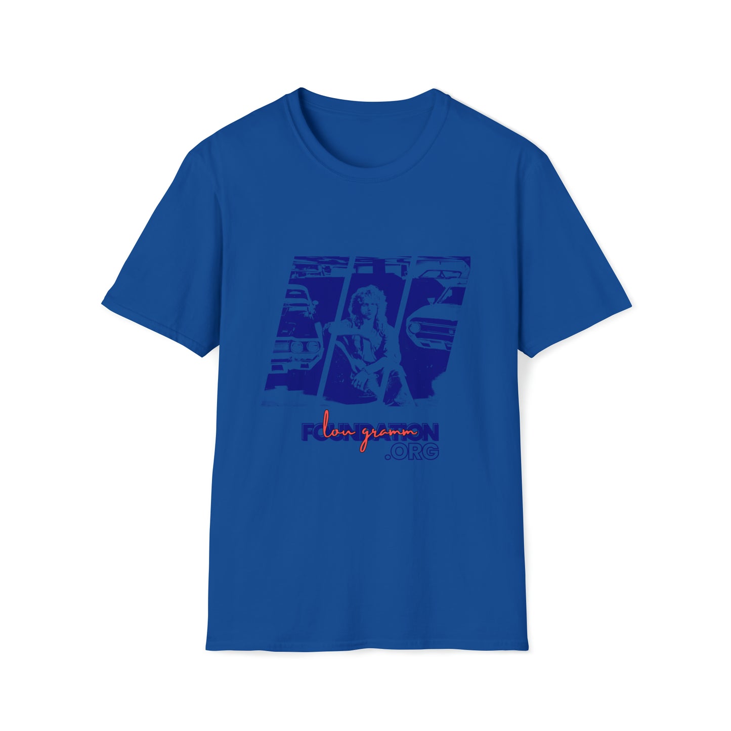Lou’s Garage Blue logo - Unisex Softstyle T-Shirt