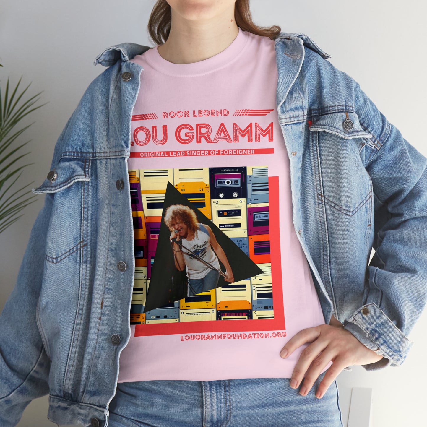 Rock Legend Lou Gramm Unisex Heavy Cotton Tee - Salmon logo