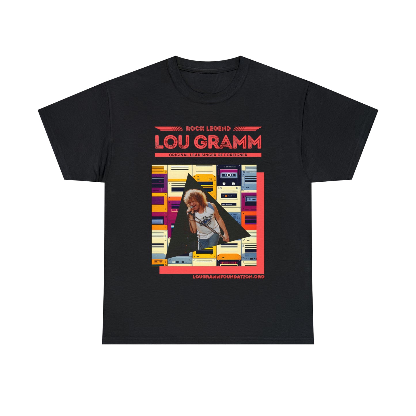 Rock Legend Lou Gramm Unisex Heavy Cotton Tee - Salmon logo