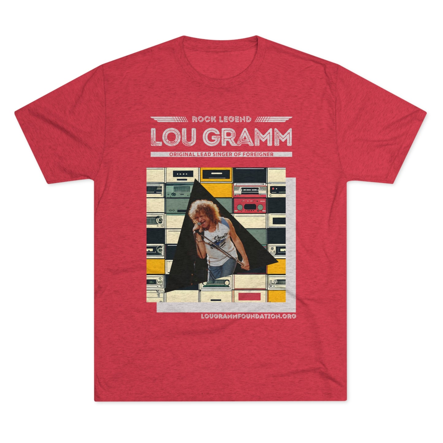 Rock Legend Lou Gramm Unisex Tri-Blend Crew Tee - Grey Logo
